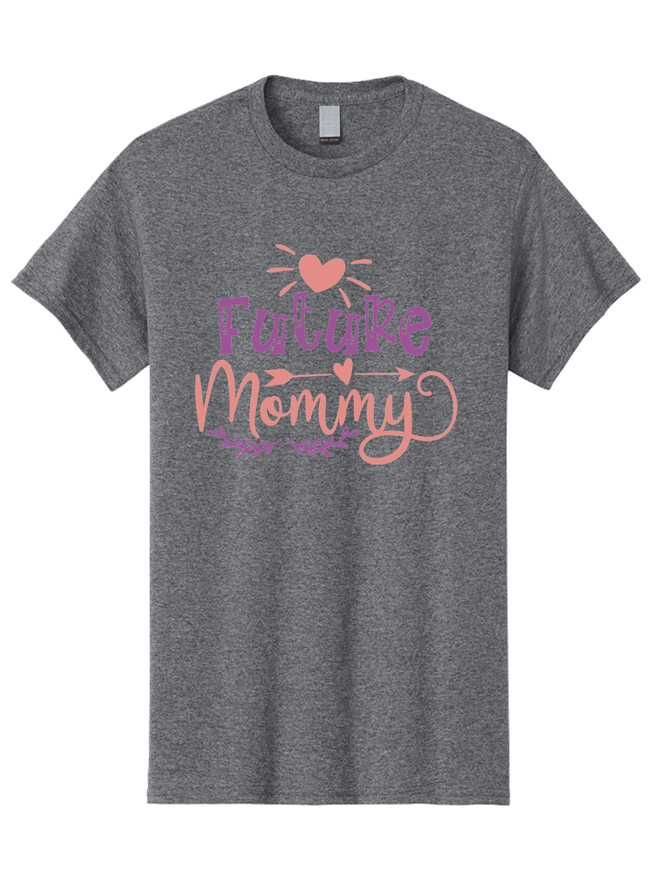 Future-Mommy Men'S Graphic Tee, 100% Cotton, Comfortable Casual Summer Wear, Machine Washable, Future Mommy, Pregnancy Announcement, Baby On Board, New Mom, Heart Design, Arrow Symbol, Floral Wreath, Motherhood, Parenting Journey, Love, Aad403 17