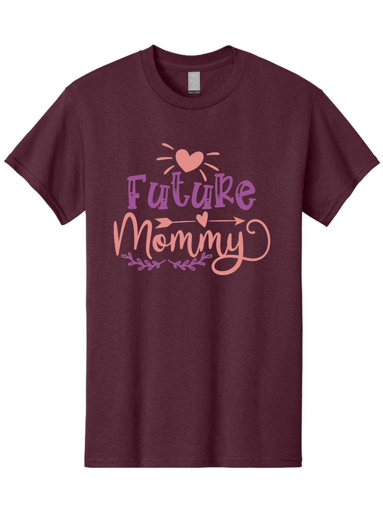 Future-Mommy Men'S Graphic Tee, 100% Cotton, Comfortable Casual Summer Wear, Machine Washable, Future Mommy, Pregnancy Announcement, Baby On Board, New Mom, Heart Design, Arrow Symbol, Floral Wreath, Motherhood, Parenting Journey, Love, Aad403 25