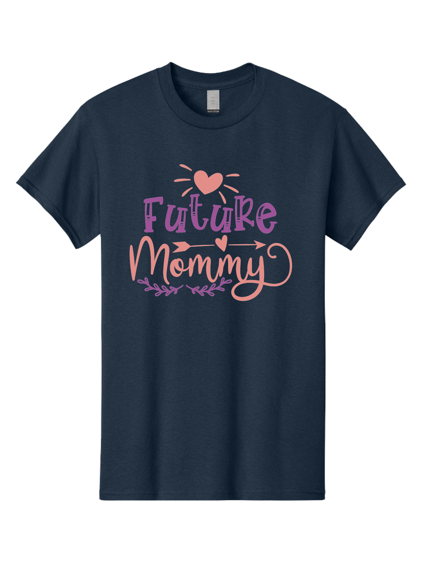 Future-Mommy Men'S Graphic Tee, 100% Cotton, Comfortable Casual Summer Wear, Machine Washable, Future Mommy, Pregnancy Announcement, Baby On Board, New Mom, Heart Design, Arrow Symbol, Floral Wreath, Motherhood, Parenting Journey, Love, Aad403 7