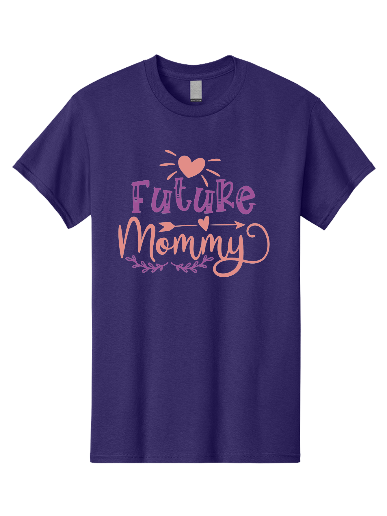 Future-Mommy Men'S Graphic Tee, 100% Cotton, Comfortable Casual Summer Wear, Machine Washable, Future Mommy, Pregnancy Announcement, Baby On Board, New Mom, Heart Design, Arrow Symbol, Floral Wreath, Motherhood, Parenting Journey, Love, Aad403 19