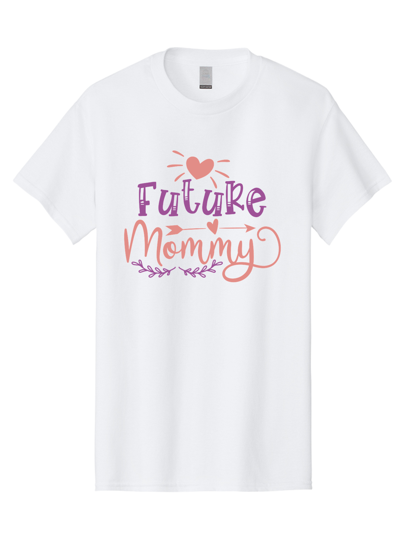 Future-Mommy Men'S Graphic Tee, 100% Cotton, Comfortable Casual Summer Wear, Machine Washable, Future Mommy, Pregnancy Announcement, Baby On Board, New Mom, Heart Design, Arrow Symbol, Floral Wreath, Motherhood, Parenting Journey, Love, Aad403 5