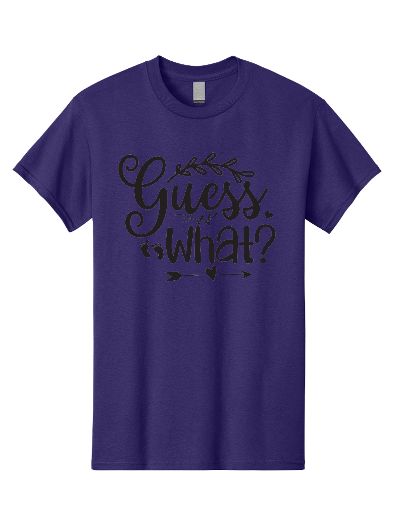 Guess-What Men'S Graphic Tee, 100% Cotton, Comfortable Casual Summer Wear, Machine Washable, Baby Announcement, Pregnancy Reveal, Baby Shower Invitation, New Arrival, Baby Feet, Arrow Design, Floral Wreath, Heart Symbol, Question Mark, Aad408 25
