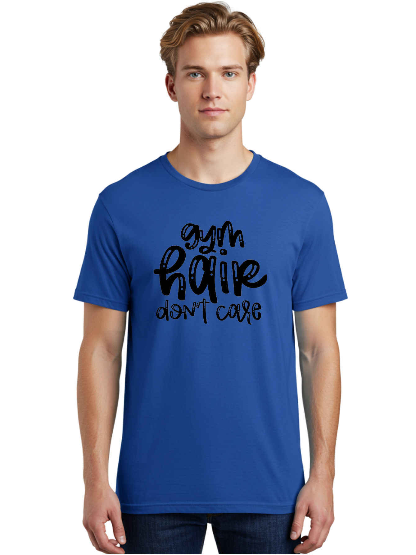 Gym-Hair-Don-T-Care Men'S Graphic Tee, 100% Cotton, Comfortable Casual Summer Wear, Machine Washable, Gym Hair Don’T Care, Fitness Motivation, Workout Inspiration, Funny Quotes, Fitness Humor, Motivational Quotes, Gym Culture Aad409 18