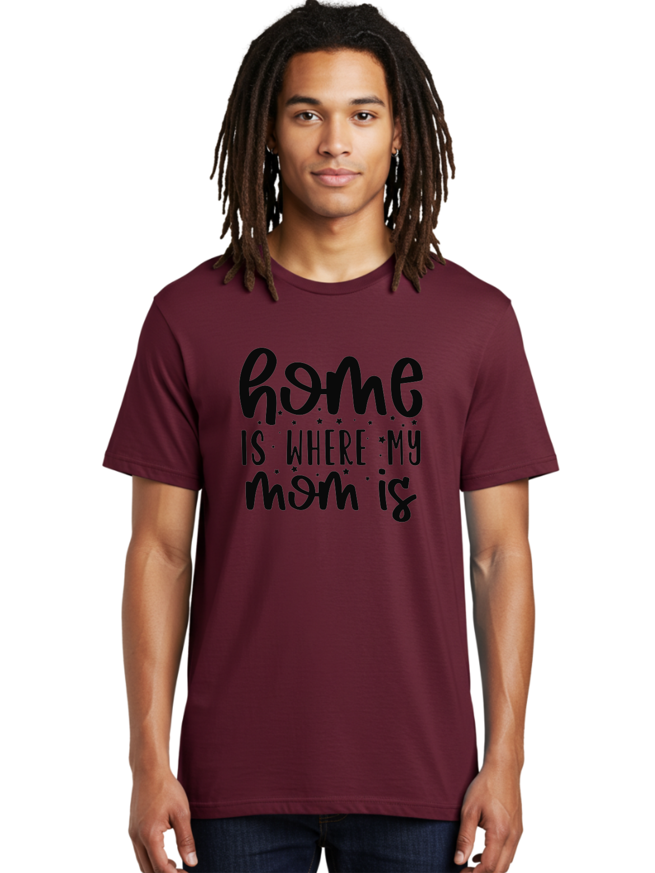 Home-Is-Where-My-Mom-Is Men'S Graphic Tee, 100% Cotton, Comfortable Casual Summer Wear, Machine Washable, Heartfelt Quote, Mother'S Love, Home Sweet Home, Family Bonding, Mother Child Relationship, Love Of Mother, Sentimental Phrase Aad414 12