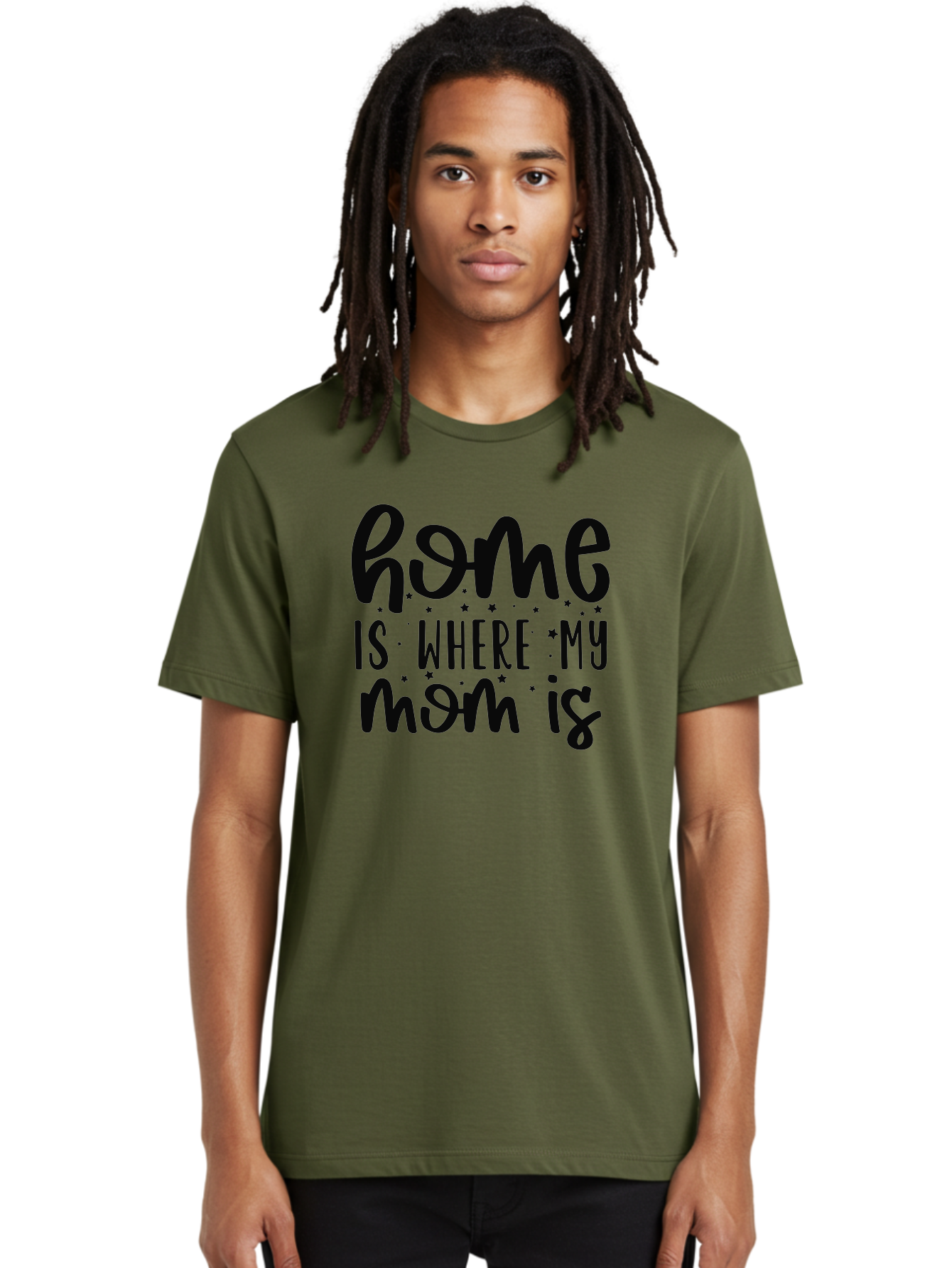 Home-Is-Where-My-Mom-Is Men'S Graphic Tee, 100% Cotton, Comfortable Casual Summer Wear, Machine Washable, Heartfelt Quote, Mother'S Love, Home Sweet Home, Family Bonding, Mother Child Relationship, Love Of Mother, Sentimental Phrase Aad414 30