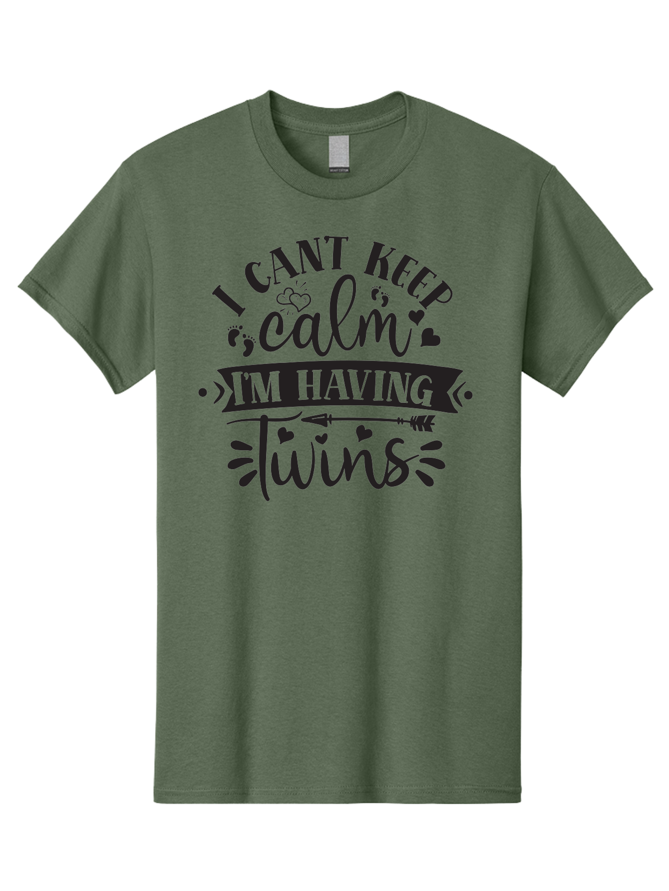 I-Cant-Keep-Calm-Im-Having-Twins Men'S Graphic Tee, 100% Cotton, Comfortable Casual Summer Wear, Machine Washable, Twin Pregnancy Announcement, Calm Design Parody, Having Twins, Pregnancy Reveal, Baby Feet, Hearts, Arrow, Playful Typography, Aad417 27