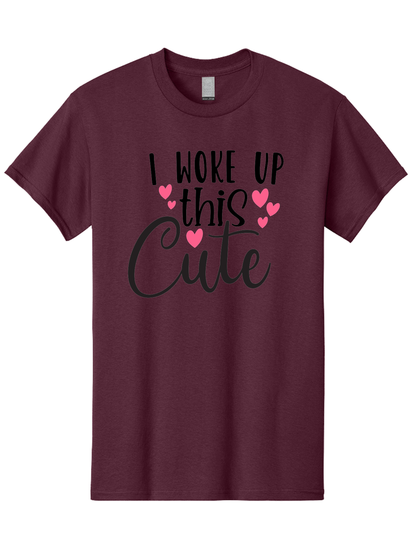 I-Woke-Up-This-Cute Men'S Graphic Tee, 100% Cotton, Comfortable Casual Summer Wear, Machine Washable, Cute Quote, Funny Morning Phrase, Pink Hearts, Black Text, Inspirational Saying, Girly Design, Love Message, Daily Motivation Aad426 11