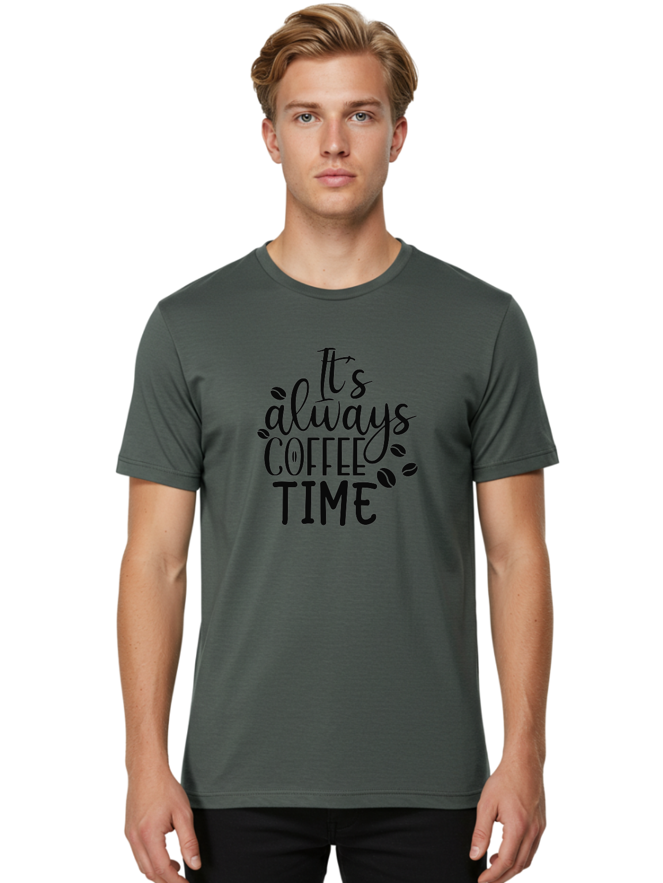 It-S-Always-Coffee-Time Men'S Graphic Tee, 100% Cotton, Comfortable Casual Summer Wear, Machine Washable, Coffee Time, Coffee Lovers, Coffee Break, Coffee Quote, Coffee Inspiration, Coffee Culture, Coffee Phrase, Coffee Art Aad427 14