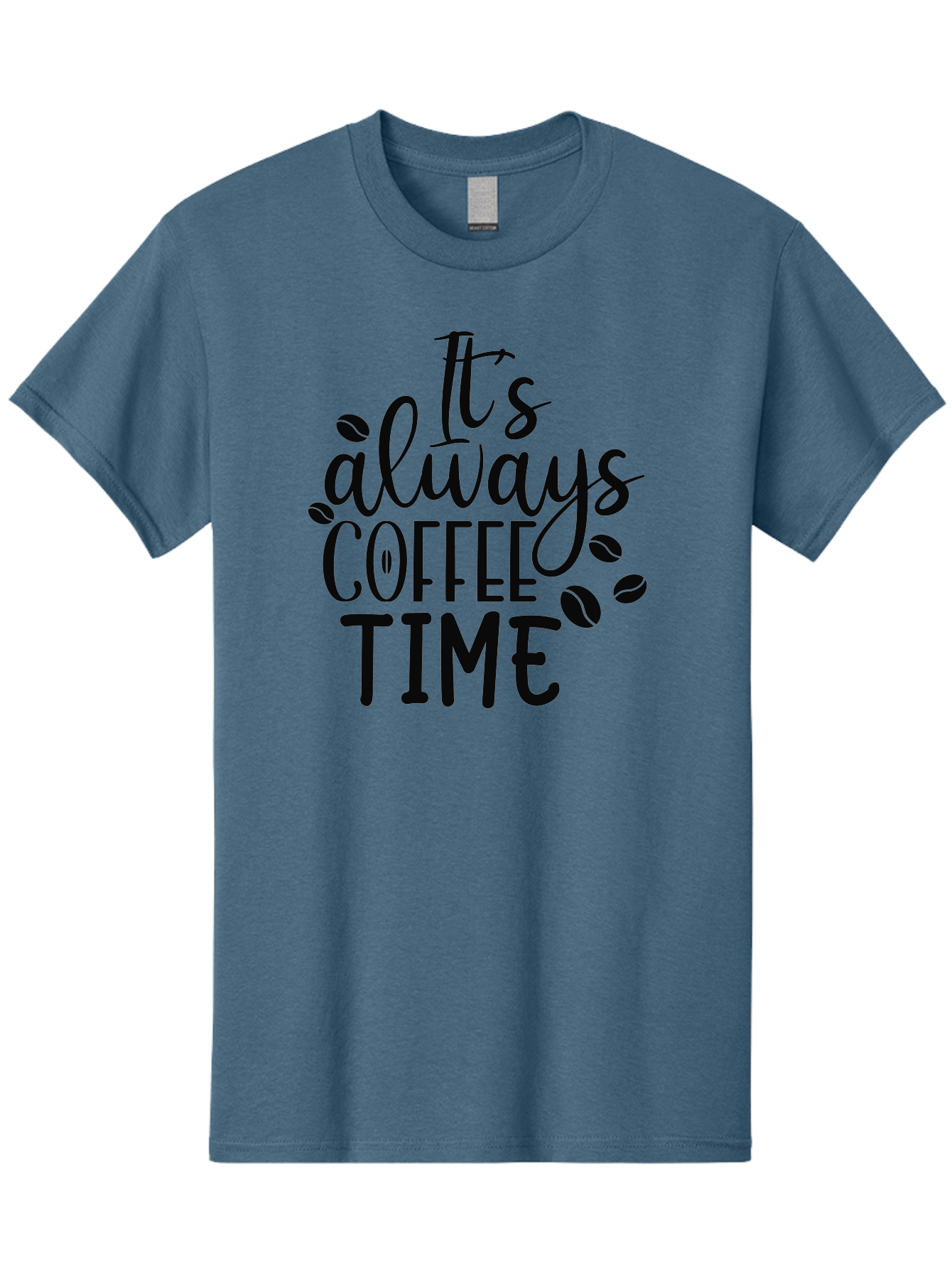 It-S-Always-Coffee-Time Men'S Graphic Tee, 100% Cotton, Comfortable Casual Summer Wear, Machine Washable, Coffee Time, Coffee Lovers, Coffee Break, Coffee Quote, Coffee Inspiration, Coffee Culture, Coffee Phrase, Coffee Art Aad427 27