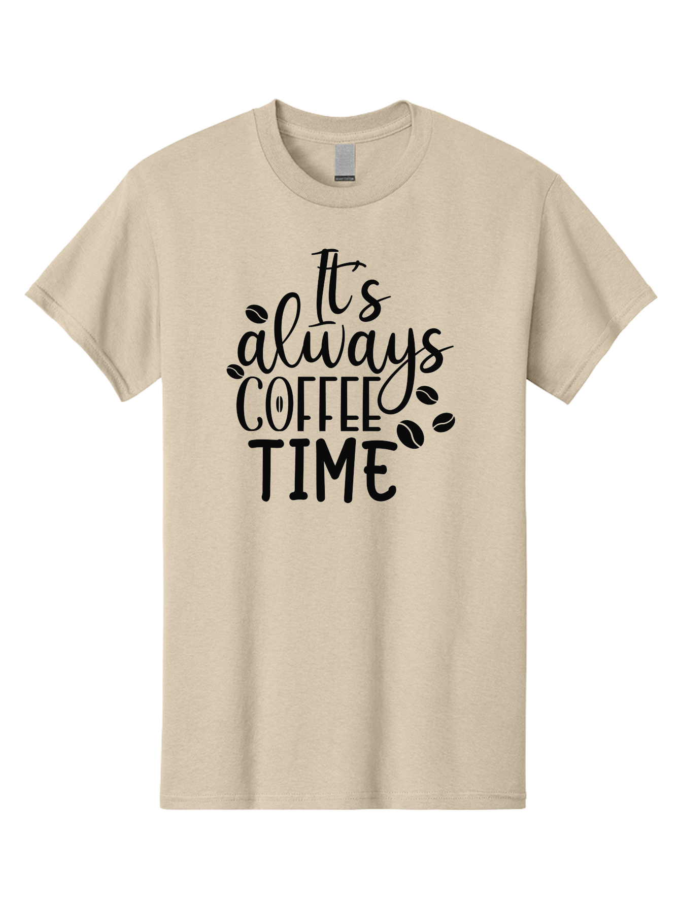 It-S-Always-Coffee-Time Men'S Graphic Tee, 100% Cotton, Comfortable Casual Summer Wear, Machine Washable, Coffee Time, Coffee Lovers, Coffee Break, Coffee Quote, Coffee Inspiration, Coffee Culture, Coffee Phrase, Coffee Art Aad427 7