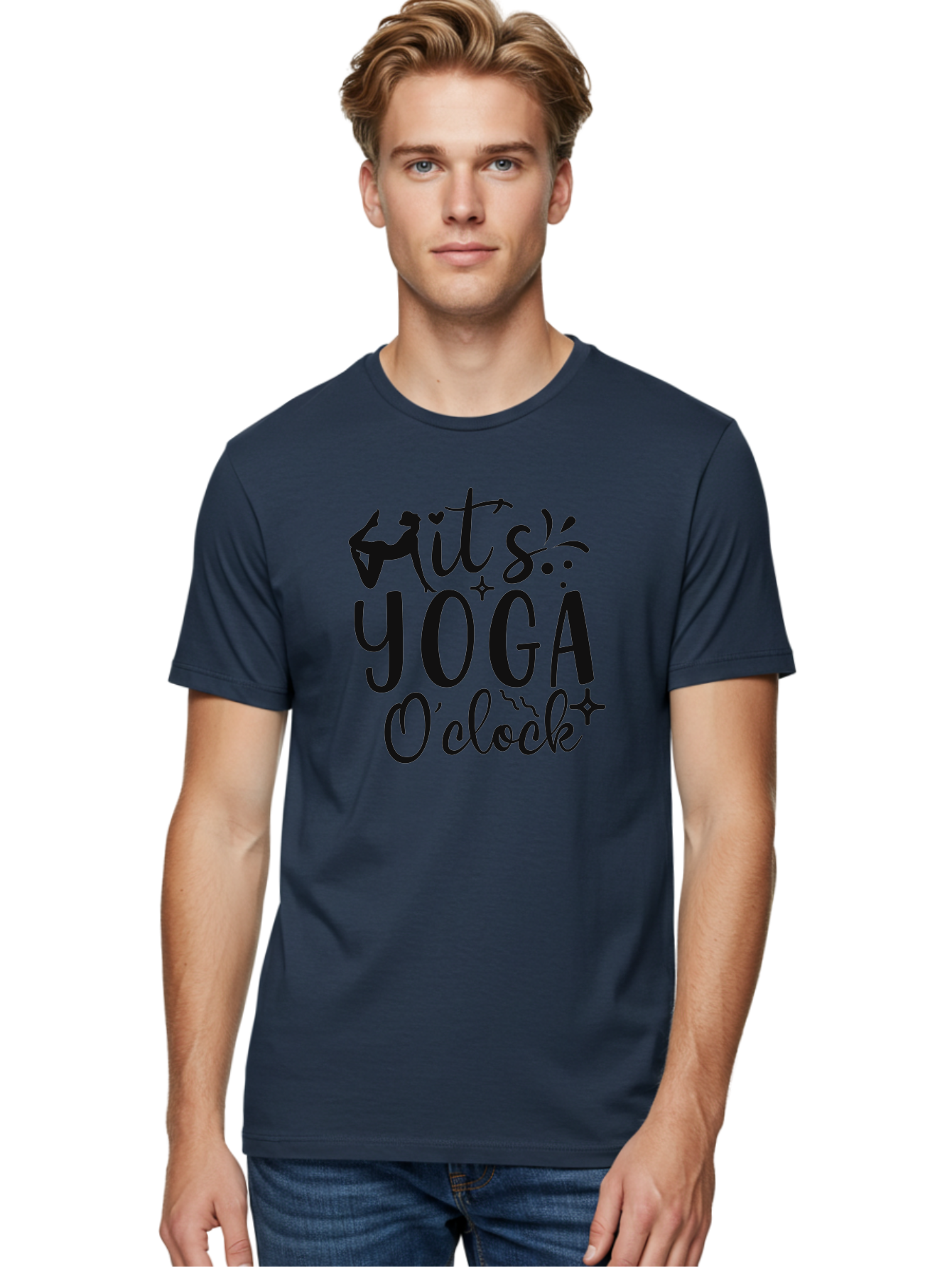 It-S-Yoga-O-Clock Men'S Graphic Tee, 100% Cotton, Comfortable Casual Summer Wear, Machine Washable, Yoga Inspiration, Motivational Quote, Wellness Quote, Mindfulness, Yoga Practice, Positive Affirmation, Fitness Motivation, Yoga Love, Aad428 24