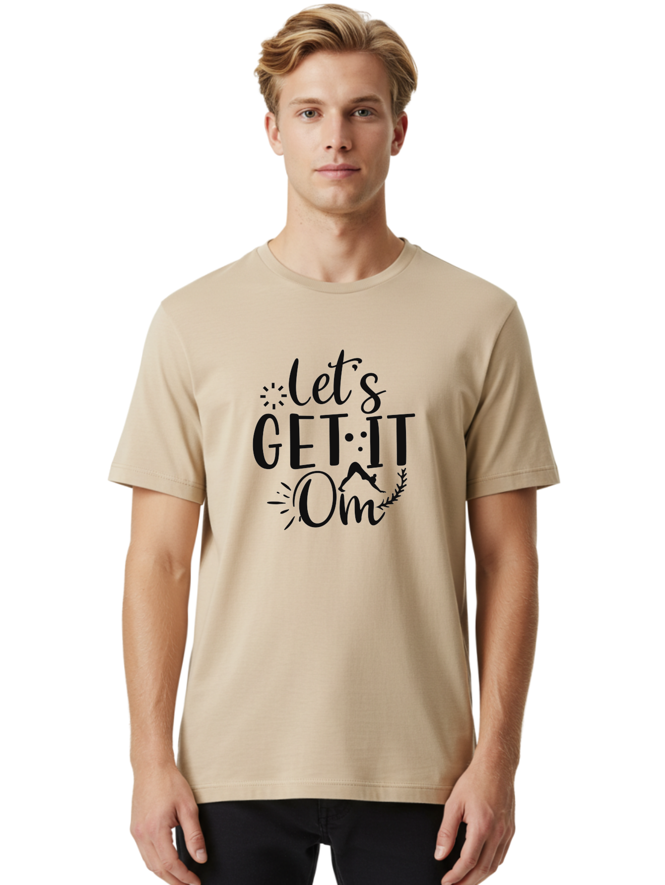 Let-S-Get-It-Om Men'S Graphic Tee, 100% Cotton, Comfortable Casual Summer Wear, Machine Washable, Yoga Inspiration, Mindfulness, Wellness Quotes, Meditation Motivation, Zen Lifestyle, Fitness Mantra, Om Symbol, Spiritual Journey Aad430 28