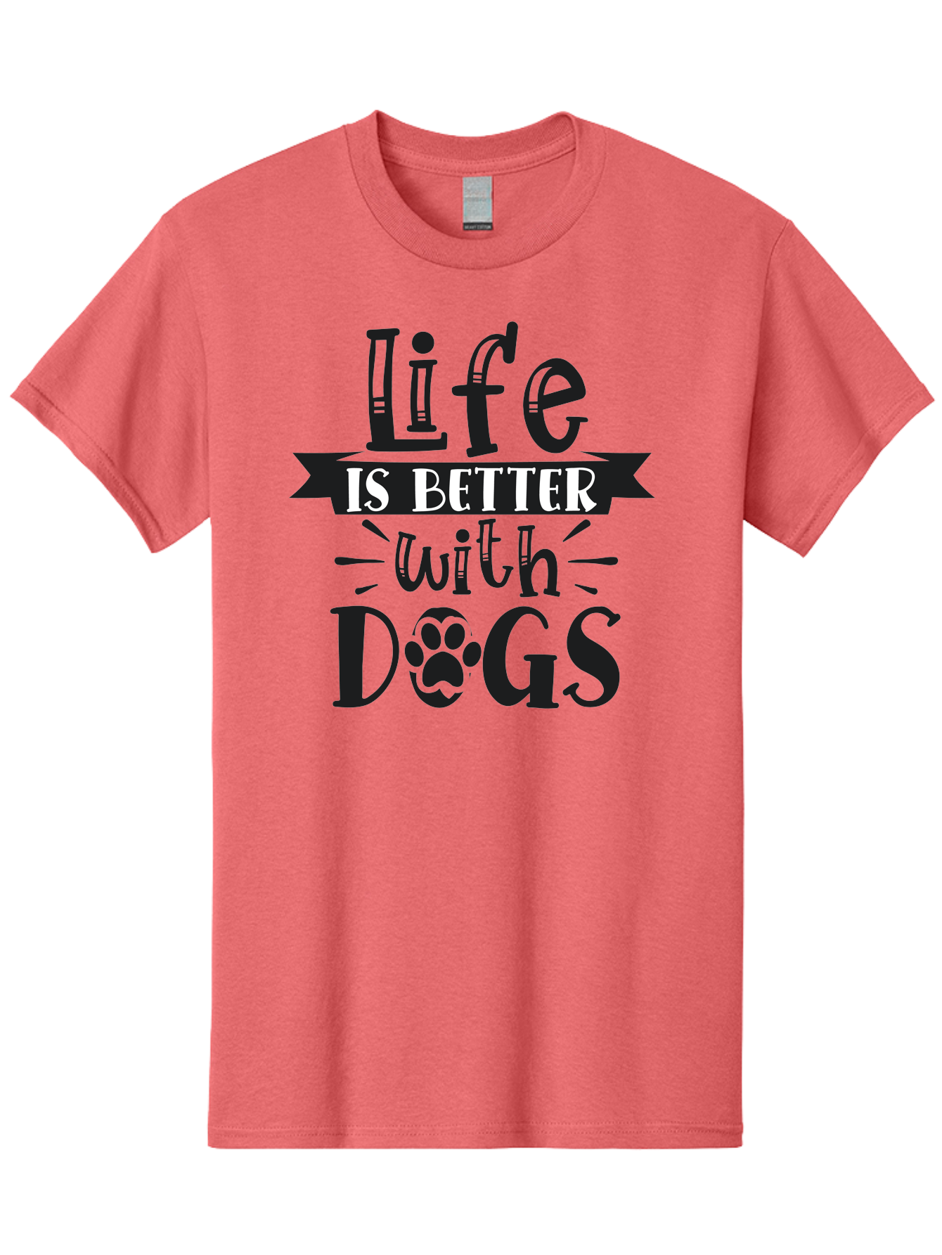 Life-Is-Better-With-Dogs Men'S Graphic Tee, 100% Cotton, Comfortable Casual Summer Wear, Machine Washable, Dog Lover Quote, Inspirational Quote, Pet Love, Dog Quote, Dog Mom, Dog Dad, Animal Lover, Paw Print Aad431 11