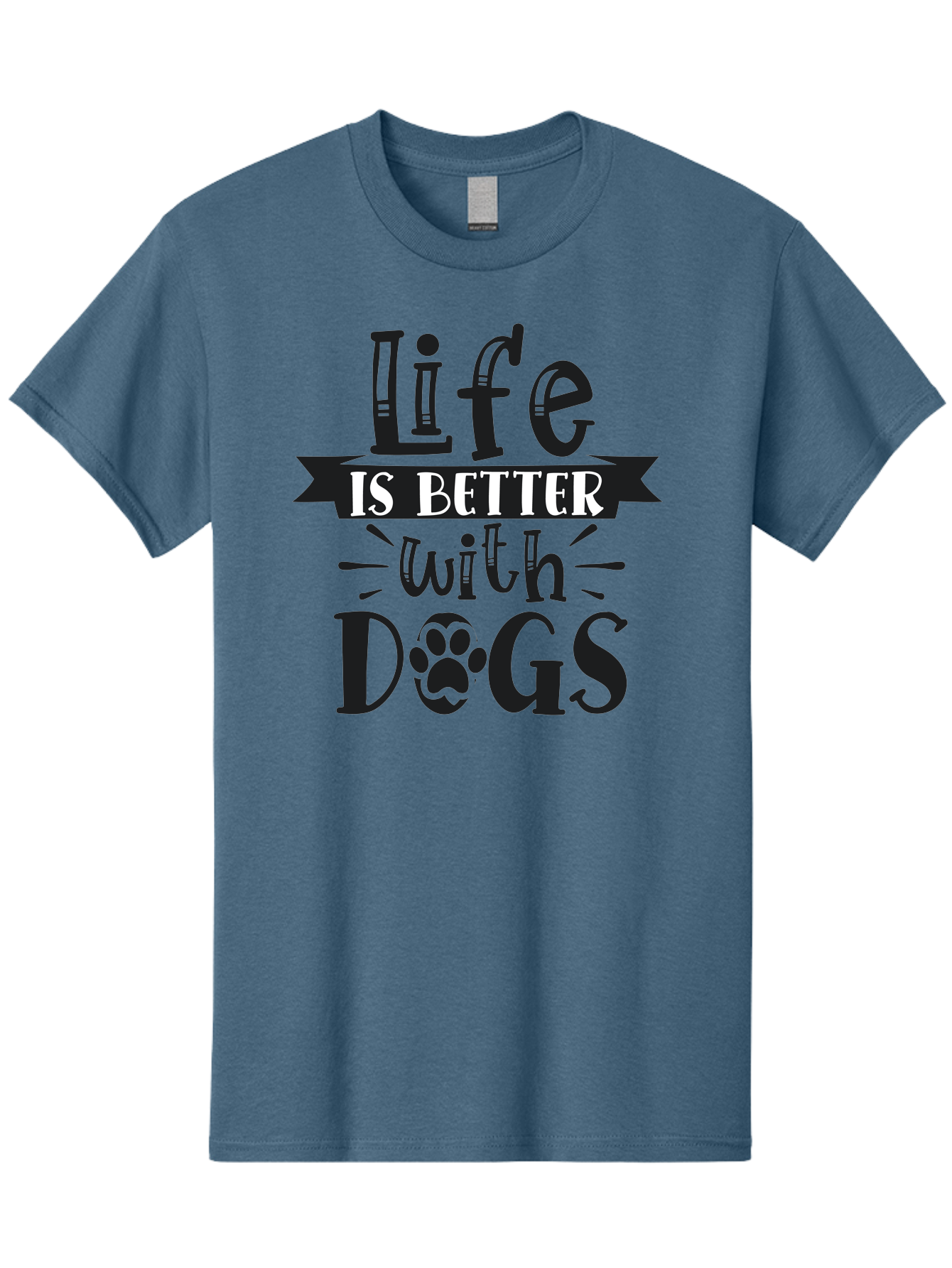 Life-Is-Better-With-Dogs Men'S Graphic Tee, 100% Cotton, Comfortable Casual Summer Wear, Machine Washable, Dog Lover Quote, Inspirational Quote, Pet Love, Dog Quote, Dog Mom, Dog Dad, Animal Lover, Paw Print Aad431 27