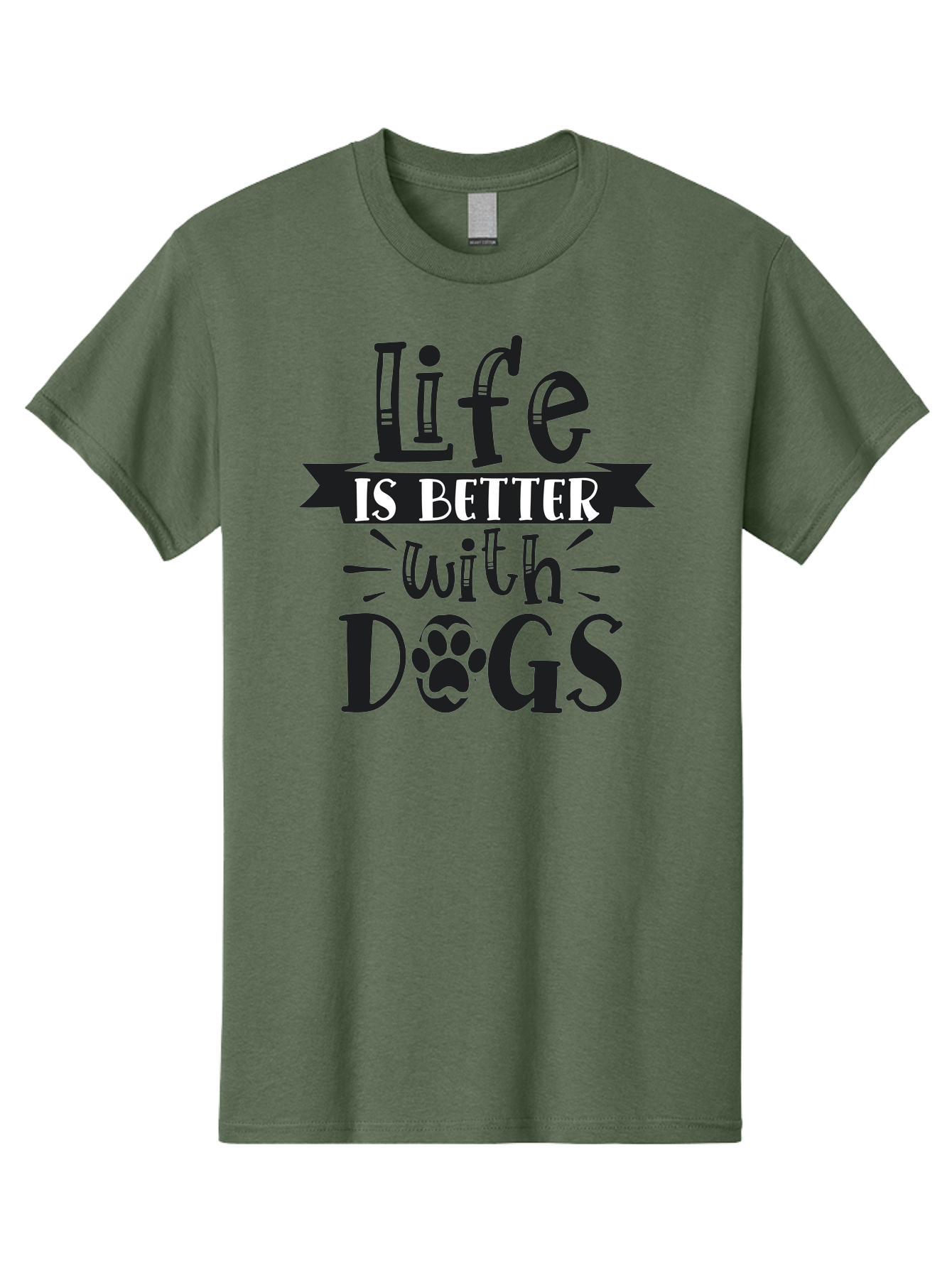Life-Is-Better-With-Dogs Men'S Graphic Tee, 100% Cotton, Comfortable Casual Summer Wear, Machine Washable, Dog Lover Quote, Inspirational Quote, Pet Love, Dog Quote, Dog Mom, Dog Dad, Animal Lover, Paw Print Aad431 13