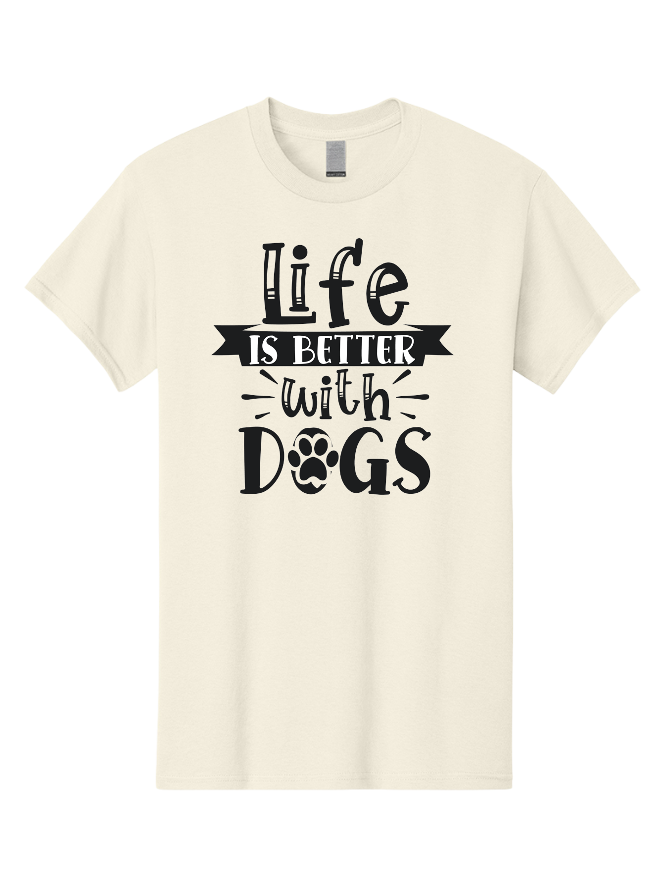 Life-Is-Better-With-Dogs Men'S Graphic Tee, 100% Cotton, Comfortable Casual Summer Wear, Machine Washable, Dog Lover Quote, Inspirational Quote, Pet Love, Dog Quote, Dog Mom, Dog Dad, Animal Lover, Paw Print Aad431 5