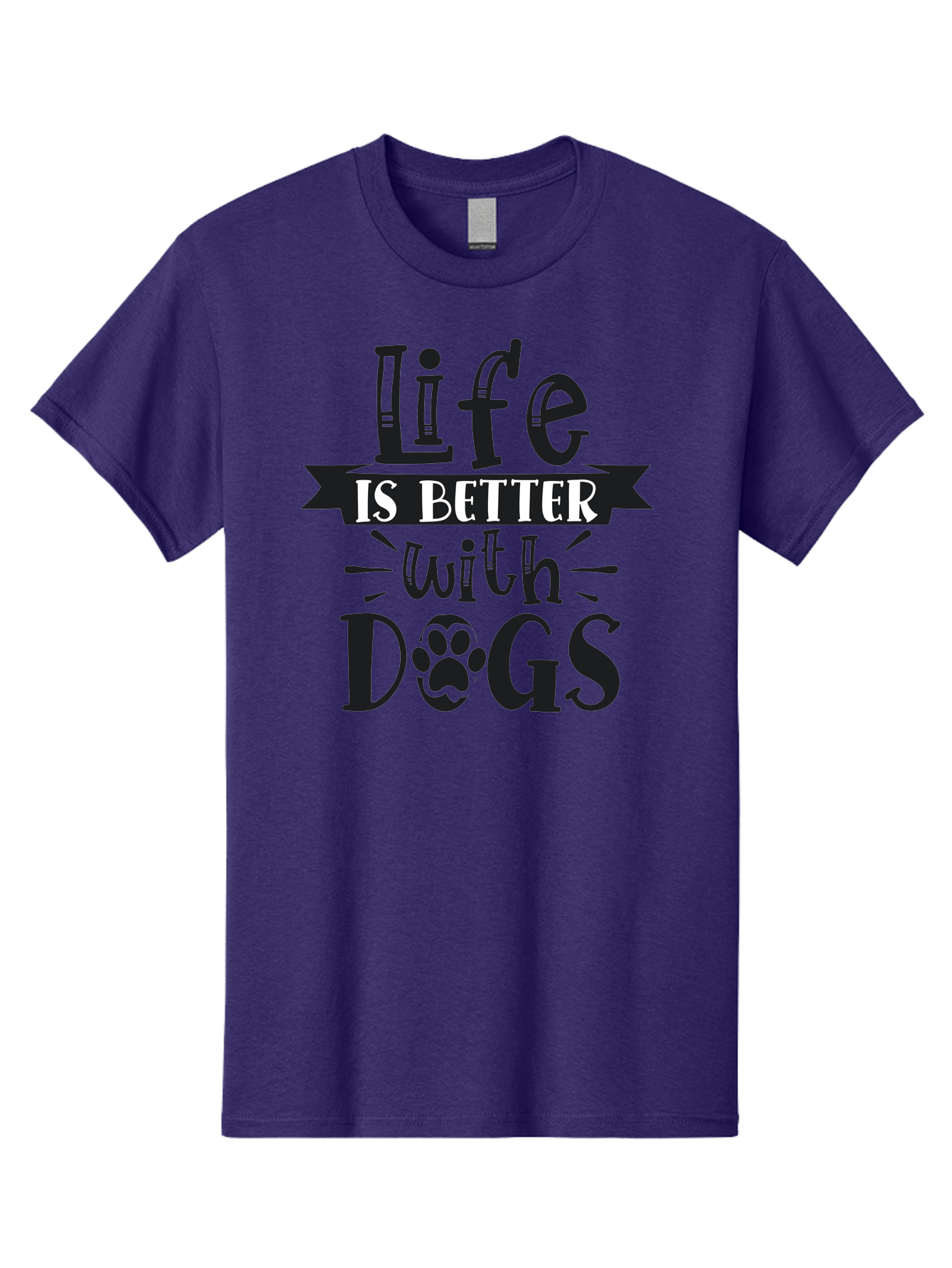 Life-Is-Better-With-Dogs Men'S Graphic Tee, 100% Cotton, Comfortable Casual Summer Wear, Machine Washable, Dog Lover Quote, Inspirational Quote, Pet Love, Dog Quote, Dog Mom, Dog Dad, Animal Lover, Paw Print Aad431 19