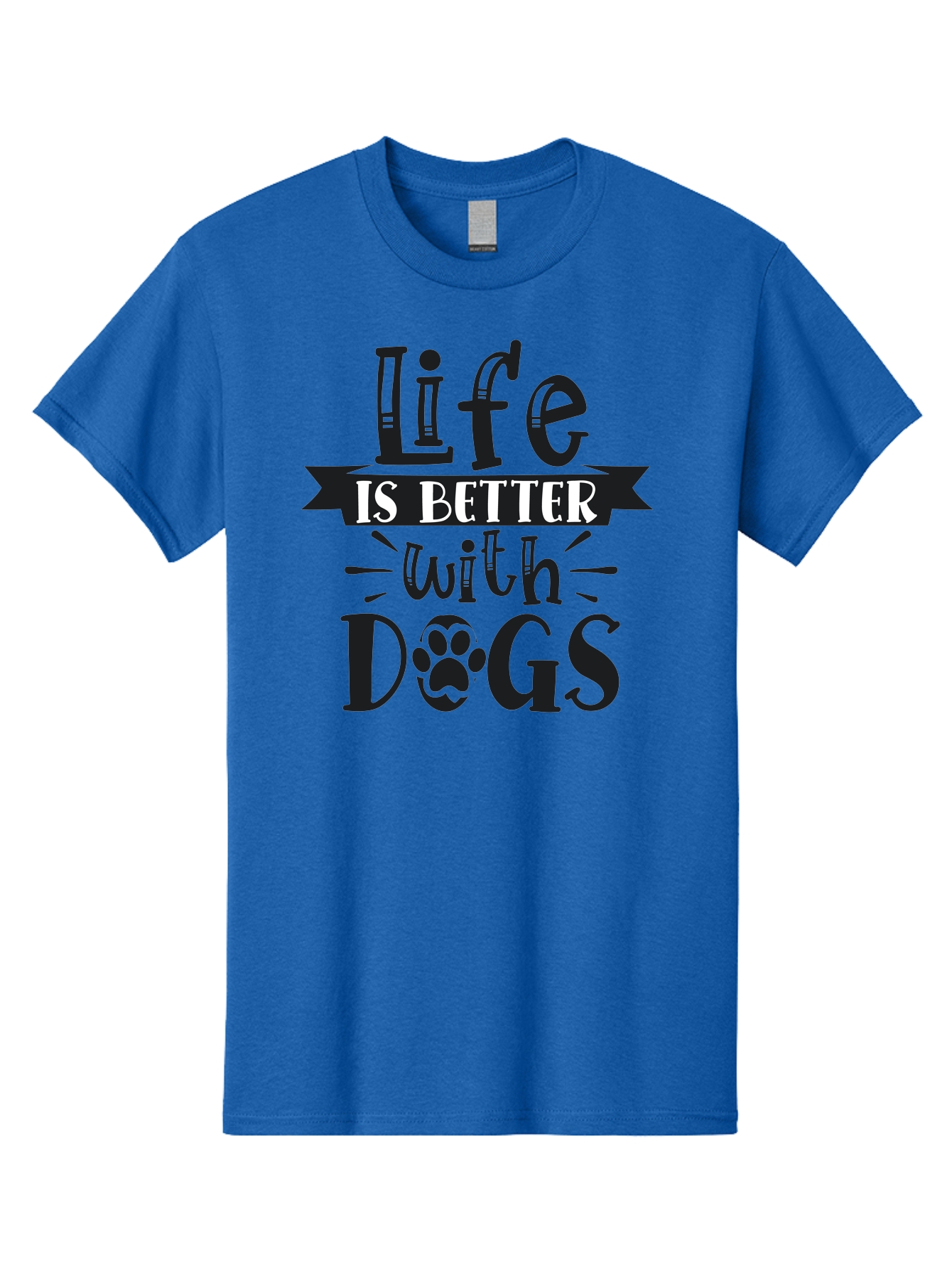 Life-Is-Better-With-Dogs Men'S Graphic Tee, 100% Cotton, Comfortable Casual Summer Wear, Machine Washable, Dog Lover Quote, Inspirational Quote, Pet Love, Dog Quote, Dog Mom, Dog Dad, Animal Lover, Paw Print Aad431 21