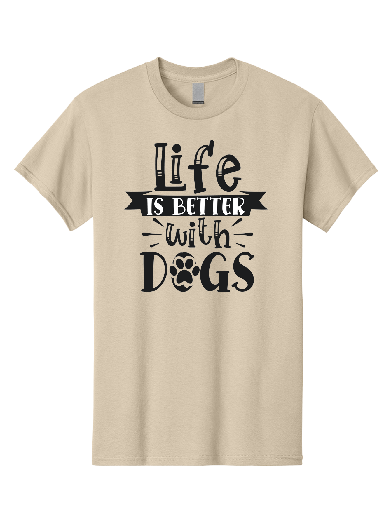 Life-Is-Better-With-Dogs Men'S Graphic Tee, 100% Cotton, Comfortable Casual Summer Wear, Machine Washable, Dog Lover Quote, Inspirational Quote, Pet Love, Dog Quote, Dog Mom, Dog Dad, Animal Lover, Paw Print Aad431 7