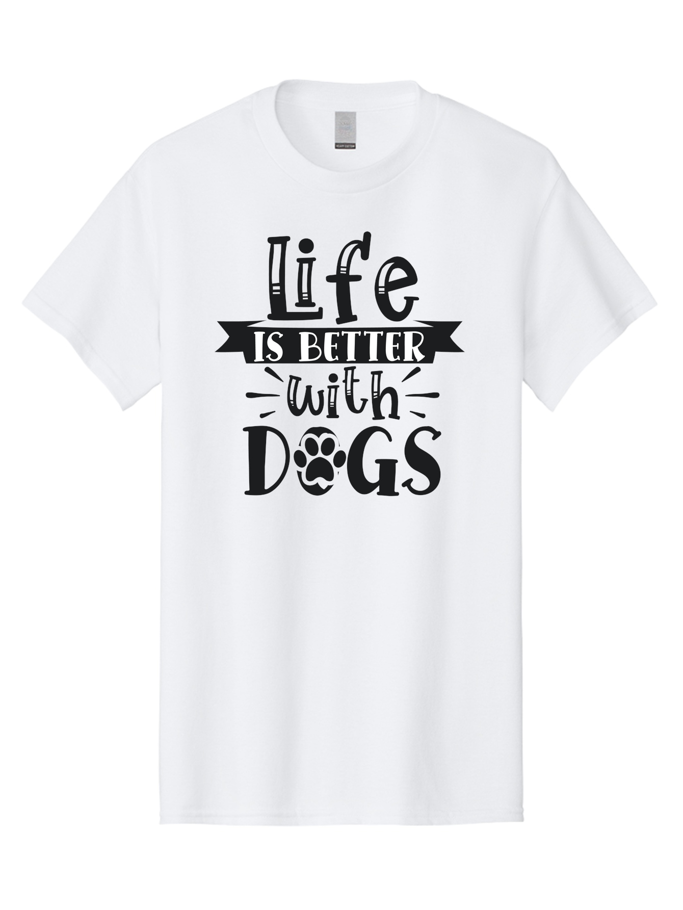 Life-Is-Better-With-Dogs Men'S Graphic Tee, 100% Cotton, Comfortable Casual Summer Wear, Machine Washable, Dog Lover Quote, Inspirational Quote, Pet Love, Dog Quote, Dog Mom, Dog Dad, Animal Lover, Paw Print Aad431 17