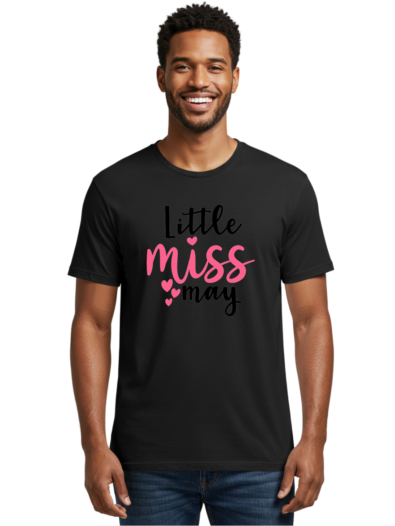 Little-Miss-May Men'S Graphic Tee, 100% Cotton, Comfortable Casual Summer Wear, Machine Washable, Cute Typography, Feminine Design, Heart Motifs, Little Miss May, Sweet Aesthetic, Playful Hearts, Girly Vibe, Whimsical Style Aad432 16