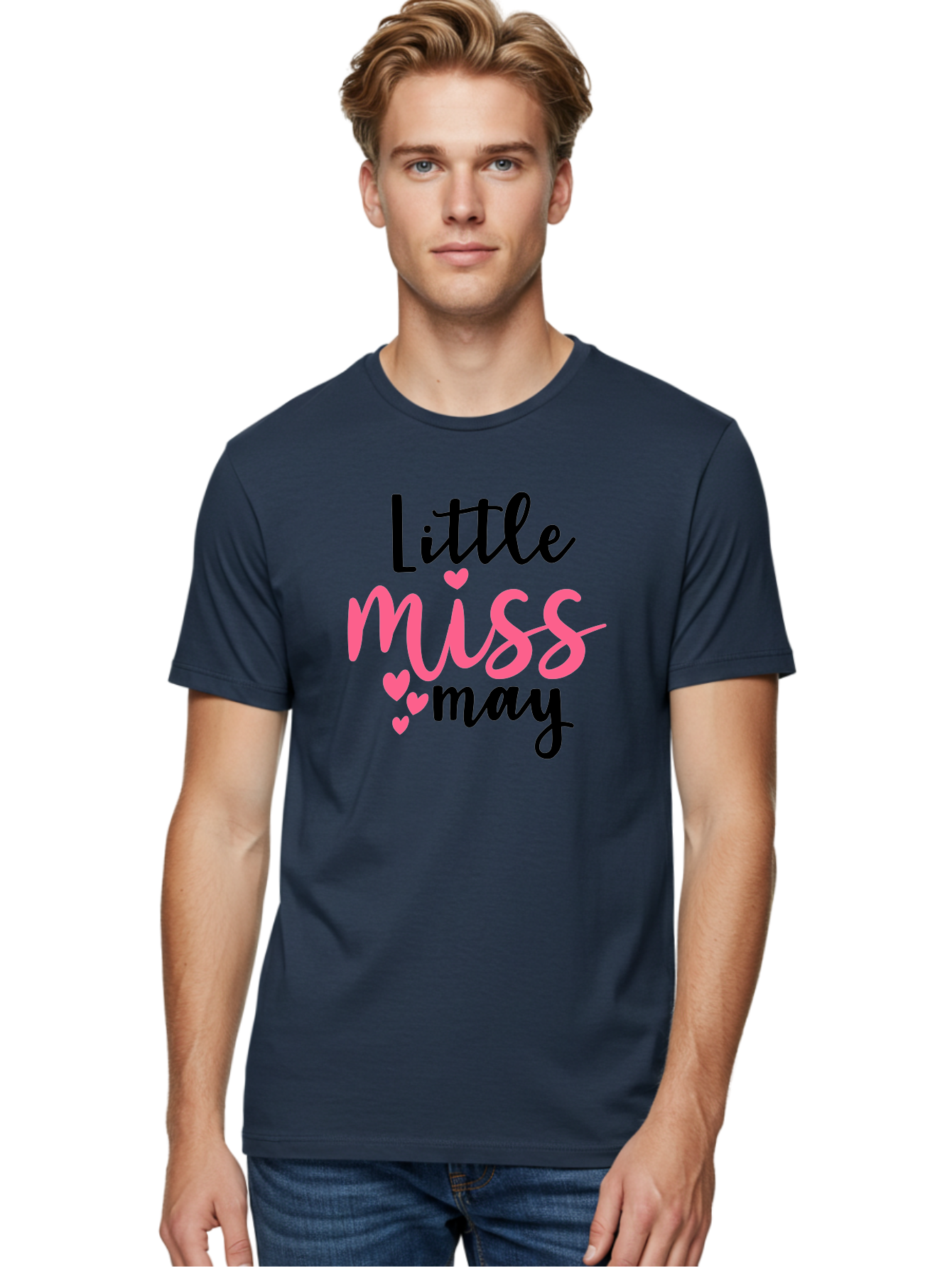 Little-Miss-May Men'S Graphic Tee, 100% Cotton, Comfortable Casual Summer Wear, Machine Washable, Cute Typography, Feminine Design, Heart Motifs, Little Miss May, Sweet Aesthetic, Playful Hearts, Girly Vibe, Whimsical Style Aad432 26