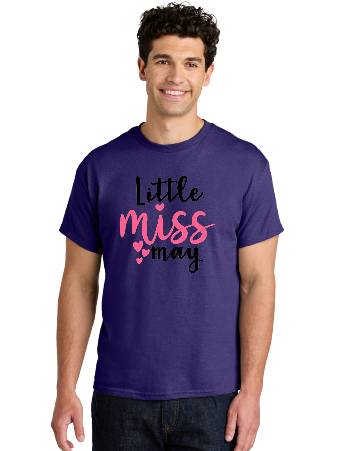 Little-Miss-May Men'S Graphic Tee, 100% Cotton, Comfortable Casual Summer Wear, Machine Washable, Cute Typography, Feminine Design, Heart Motifs, Little Miss May, Sweet Aesthetic, Playful Hearts, Girly Vibe, Whimsical Style Aad432 12