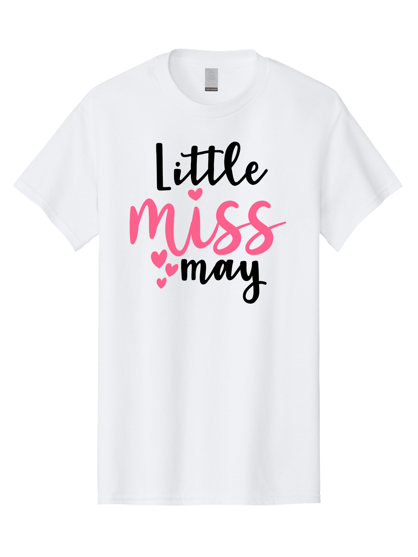 Little-Miss-May Men'S Graphic Tee, 100% Cotton, Comfortable Casual Summer Wear, Machine Washable, Cute Typography, Feminine Design, Heart Motifs, Little Miss May, Sweet Aesthetic, Playful Hearts, Girly Vibe, Whimsical Style Aad432 3