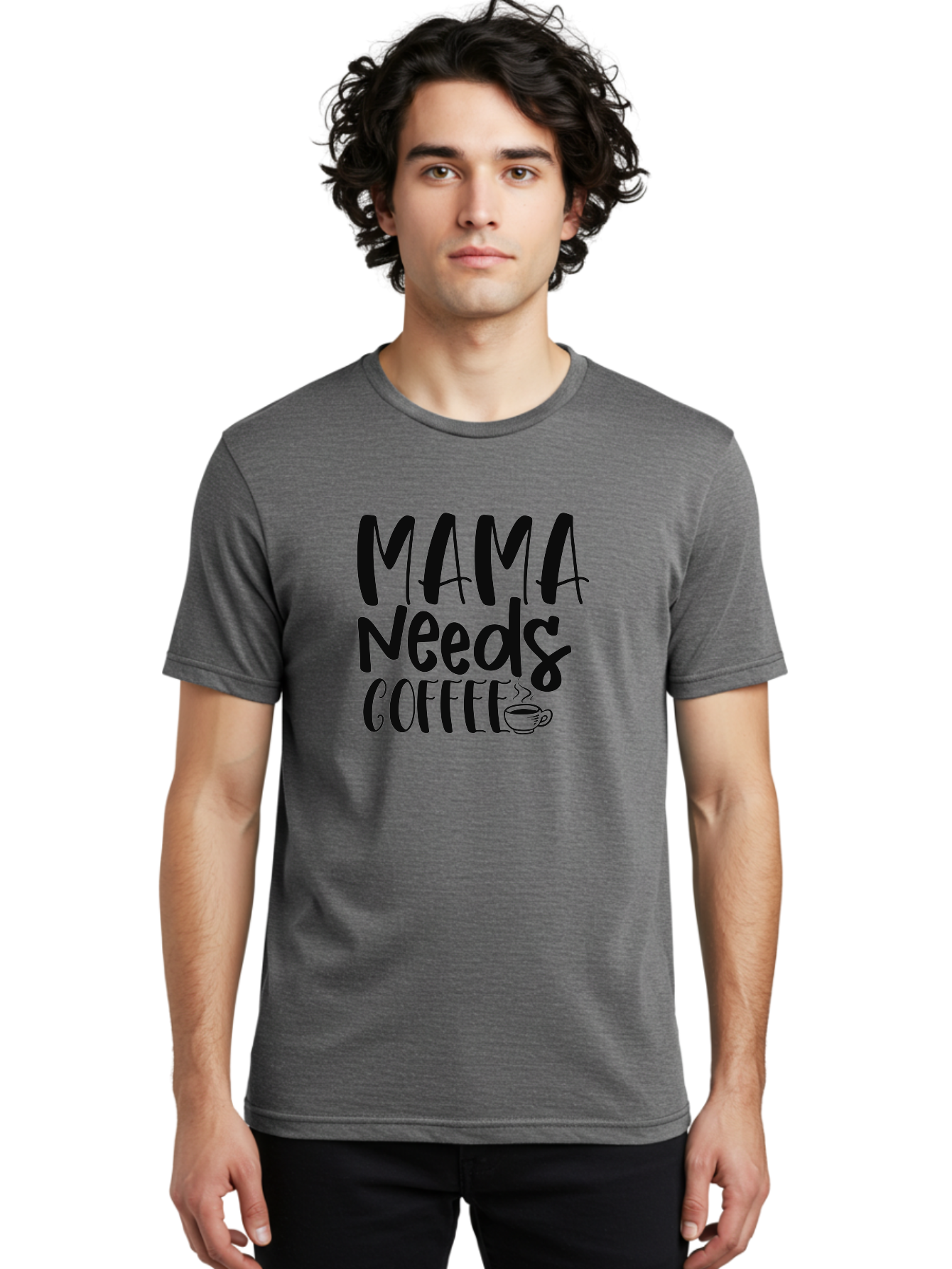 Mama-Needs-Coffee Men'S Graphic Tee, 100% Cotton, Comfortable Casual Summer Wear, Machine Washable, Funny Mom Quote, Coffee Humor, Motherhood, Caffeine Fix, Mom Life, Humorous Saying, Coffee Lover, Mama Needs Coffee Aad434 30