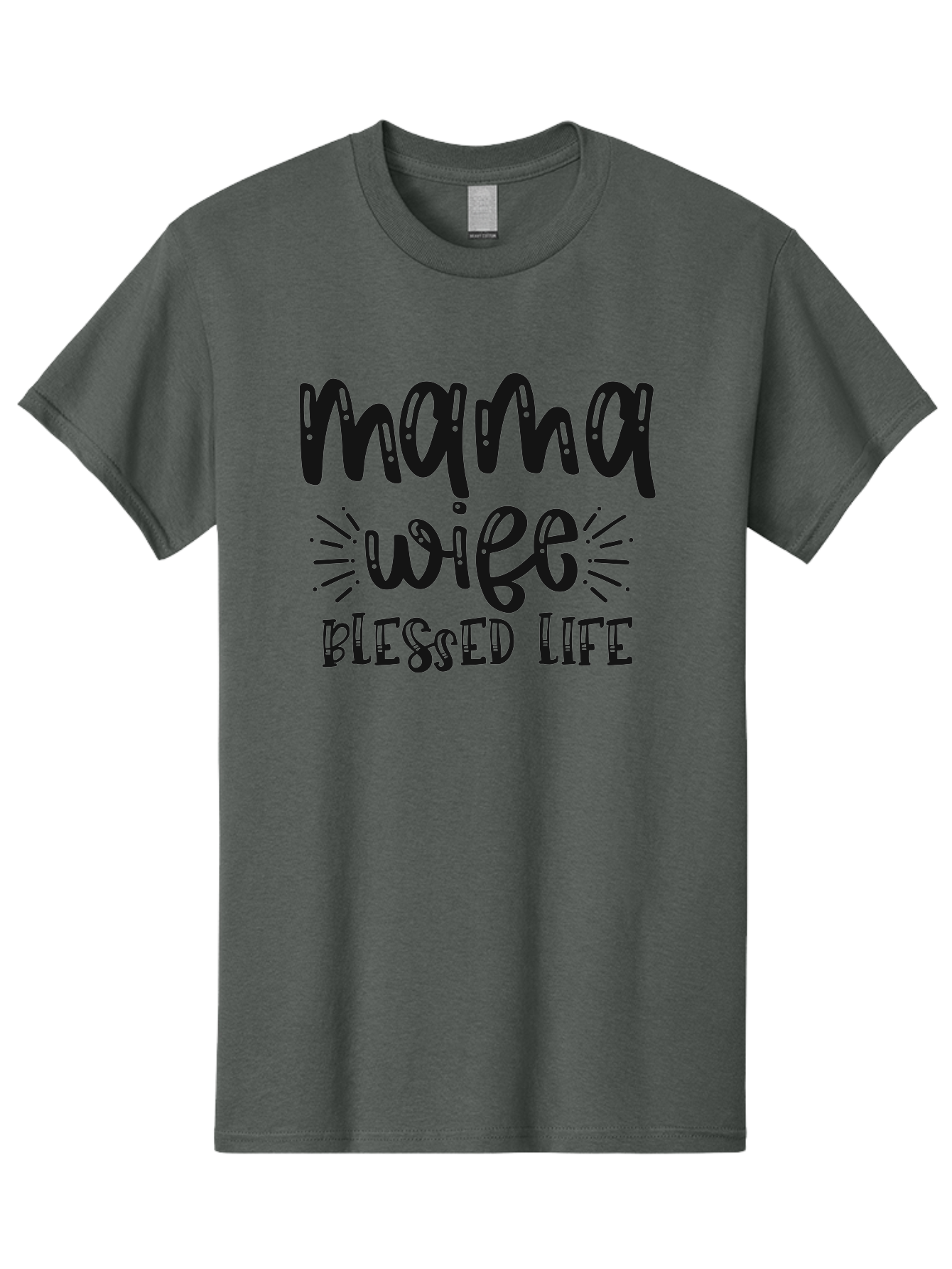 Mama-Wife-Blessed-Life Men'S Graphic Tee, 100% Cotton, Comfortable Casual Summer Wear, Machine Washable, Mama Wife Blessed Life, Inspirational Quotes, Motivational Phrases, Motherhood, Marriage, Faith, Positive Affirmations, Family Values, Aad436 7