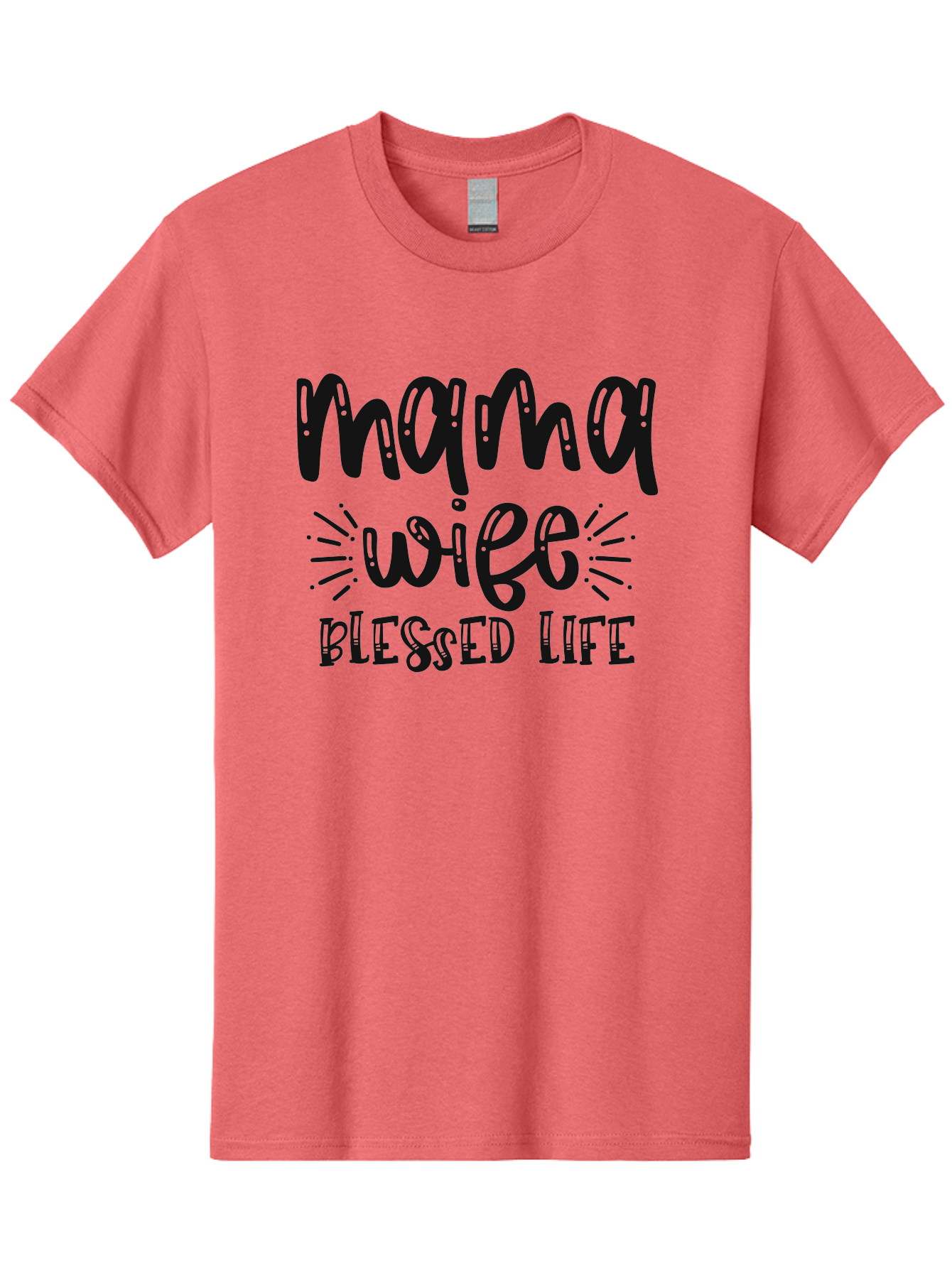 Mama-Wife-Blessed-Life Men'S Graphic Tee, 100% Cotton, Comfortable Casual Summer Wear, Machine Washable, Mama Wife Blessed Life, Inspirational Quotes, Motivational Phrases, Motherhood, Marriage, Faith, Positive Affirmations, Family Values, Aad436 23