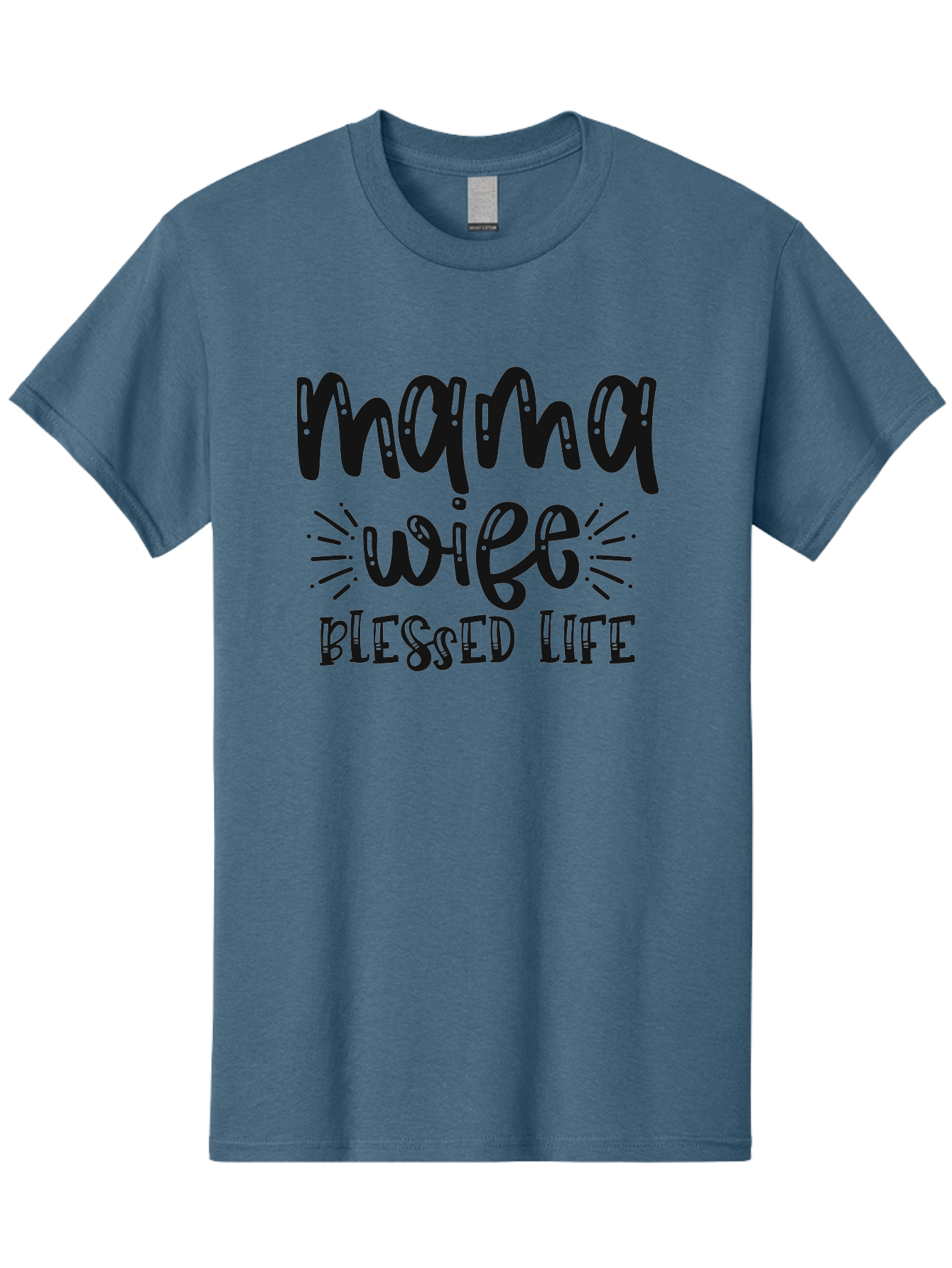Mama-Wife-Blessed-Life Men'S Graphic Tee, 100% Cotton, Comfortable Casual Summer Wear, Machine Washable, Mama Wife Blessed Life, Inspirational Quotes, Motivational Phrases, Motherhood, Marriage, Faith, Positive Affirmations, Family Values, Aad436 19