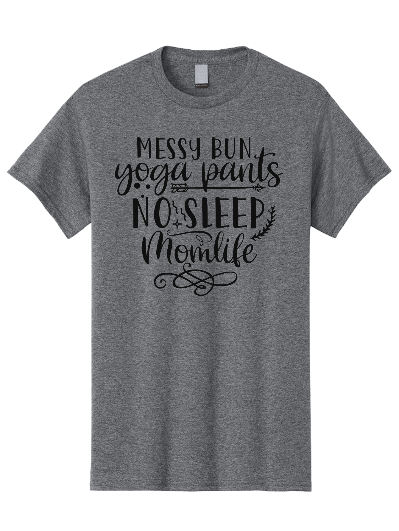 Messy-Bun-Yoga-Pants-No-Sleep-Momlife Men'S Graphic Tee, 100% Cotton, Comfortable Casual Summer Wear, Machine Washable, Messy Bun, Yoga Pants, No Sleep, Mom Life, Mom Quotes, Funny Mom Quotes, Motherhood, Parenting Humor, Mom Humor, Aad437 7