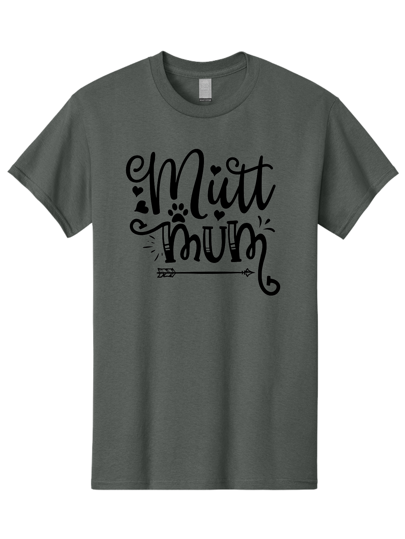 Mitt-Mum Men'S Graphic Tee, 100% Cotton, Comfortable Casual Summer Wear, Machine Washable, Mitt Mum, Dog Mom, Pet Lover, Cute Typography, Black Font, Hearts, Paw Print, Arrow Design, Whimsical Elements, Dog Mom Gifts, Pet Accessories Aad439 15