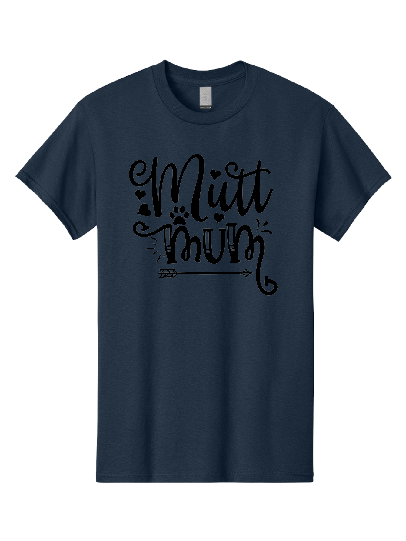 Mitt-Mum Men'S Graphic Tee, 100% Cotton, Comfortable Casual Summer Wear, Machine Washable, Mitt Mum, Dog Mom, Pet Lover, Cute Typography, Black Font, Hearts, Paw Print, Arrow Design, Whimsical Elements, Dog Mom Gifts, Pet Accessories Aad439 7