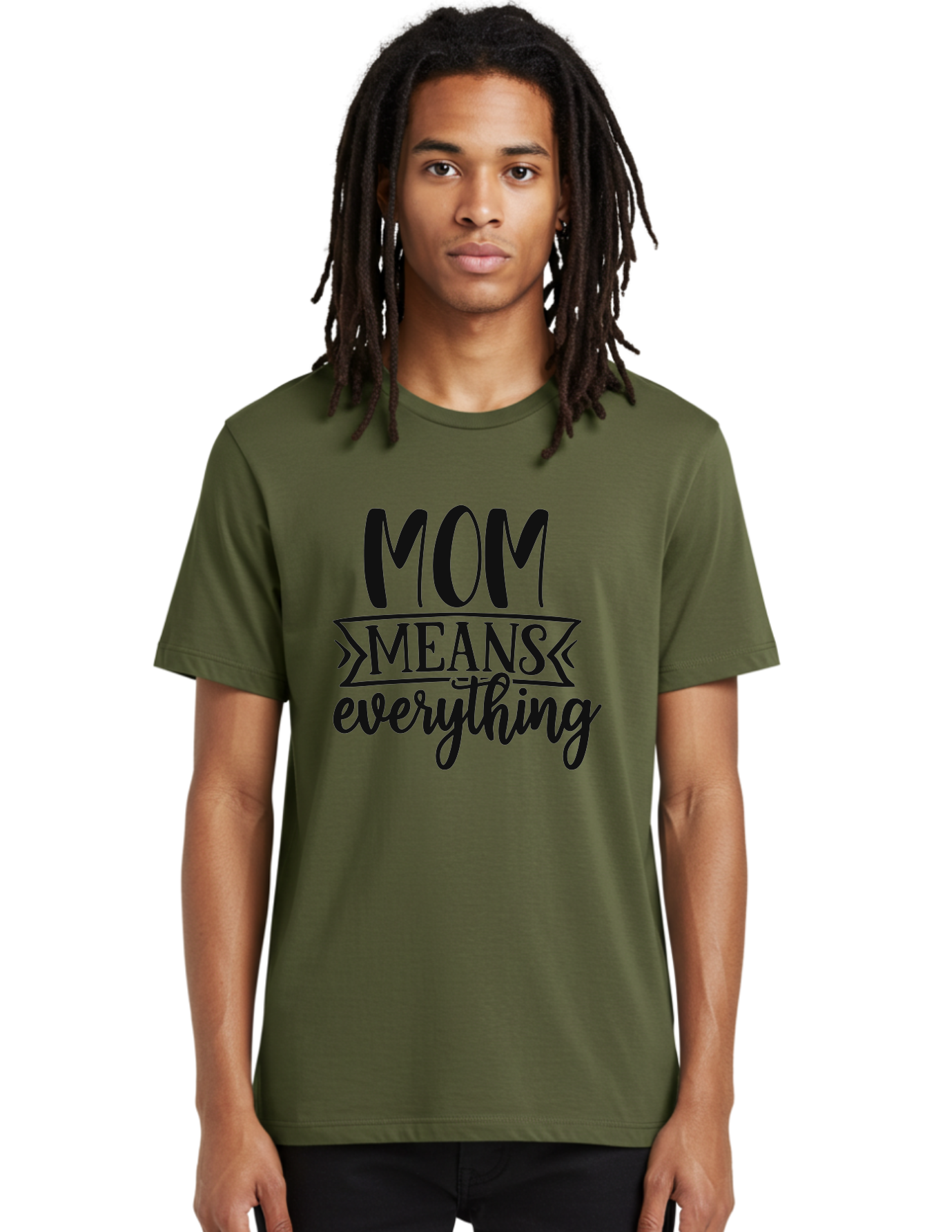 Mom-Means-Everything Men'S Graphic Tee, 100% Cotton, Comfortable Casual Summer Wear, Machine Washable, Mother'S Day Quote, Mom Means Everything, Mother'S Love, Mom Appreciation, Inspirational Quote, Family Values, Love And Care Aad442 18