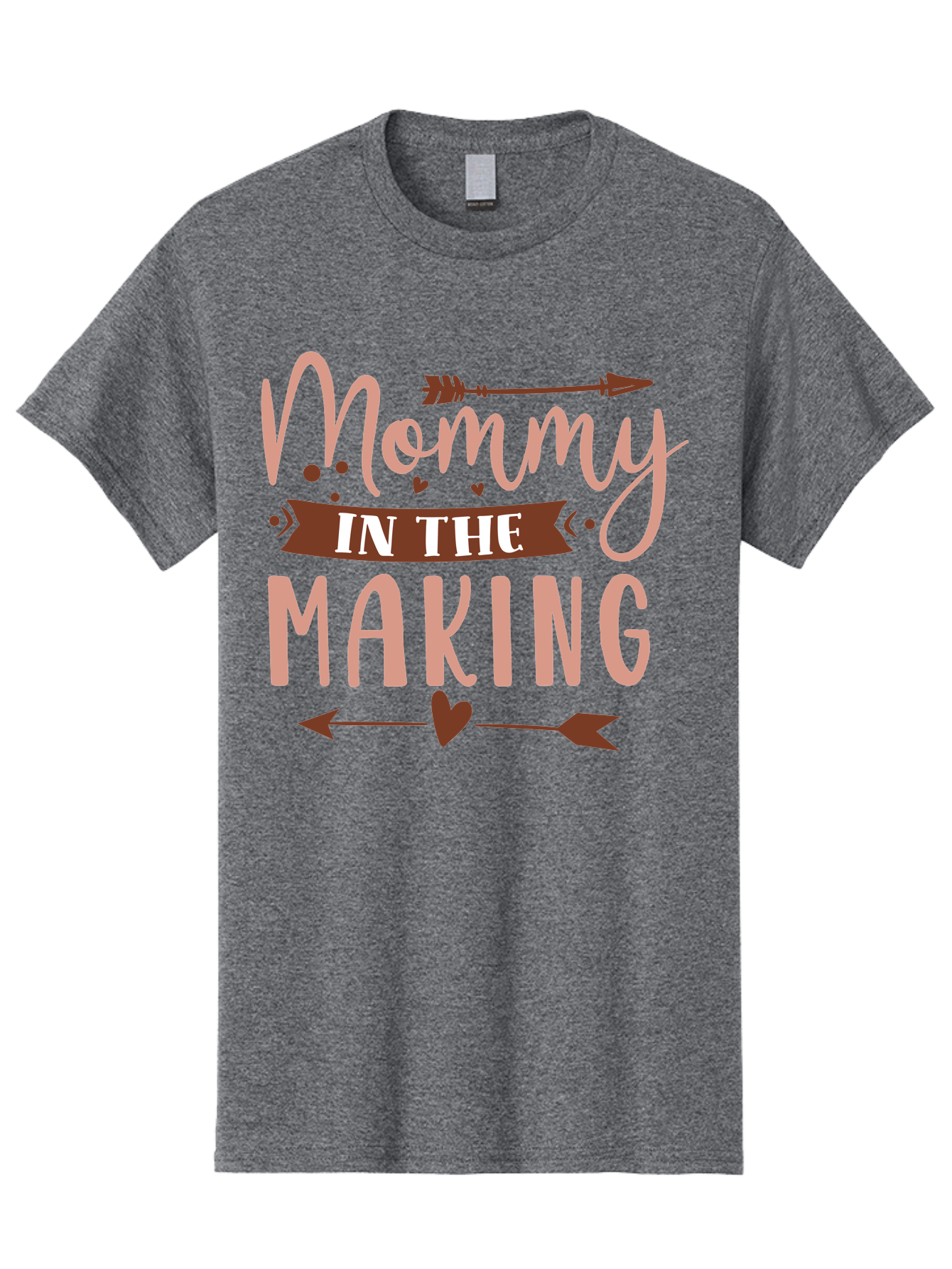 Mommy-In-The-Making Men'S Graphic Tee, 100% Cotton, Comfortable Casual Summer Wear, Machine Washable, Mommy In The Making, Pregnancy Announcement, Baby On The Way, Motherhood, Arrow Design, Pink Lettering, Heartwarming Message, Aad444 15