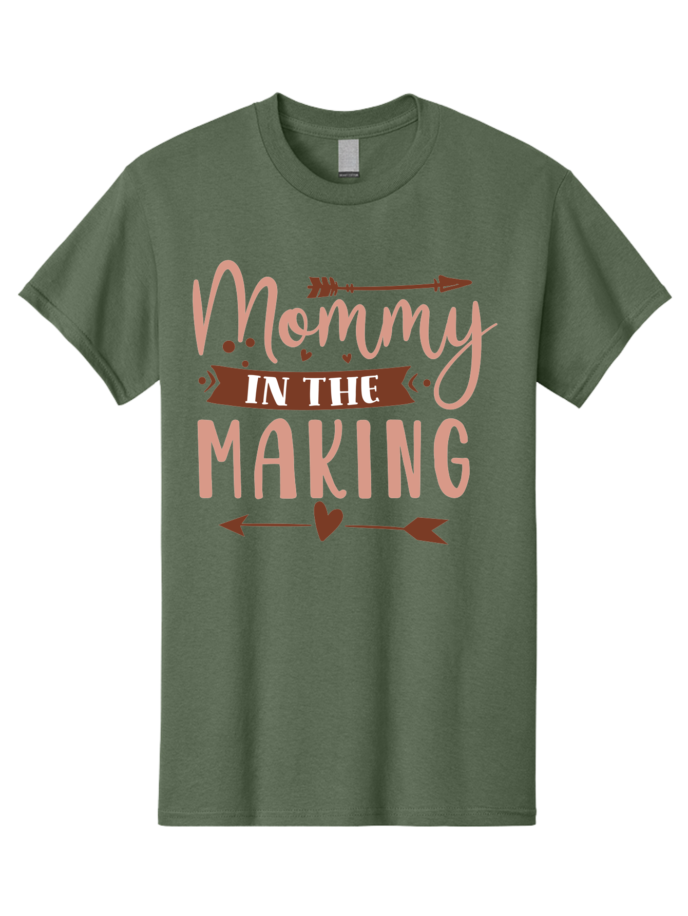 Mommy-In-The-Making Men'S Graphic Tee, 100% Cotton, Comfortable Casual Summer Wear, Machine Washable, Mommy In The Making, Pregnancy Announcement, Baby On The Way, Motherhood, Arrow Design, Pink Lettering, Heartwarming Message, Aad444 3