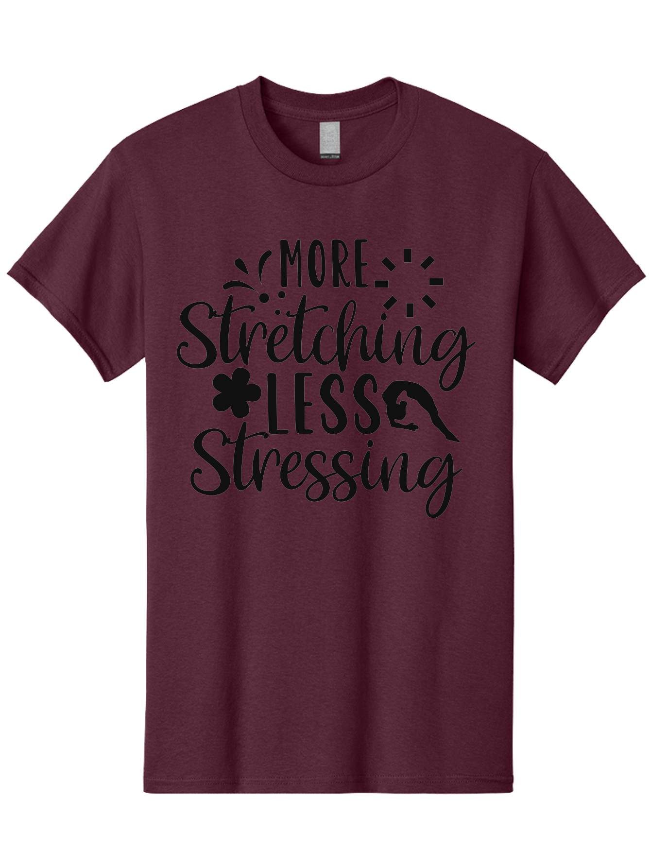 More-Stretching-Less-Stressing Men'S Graphic Tee, 100% Cotton, Comfortable Casual Summer Wear, Machine Washable, Motivational Quote, Yoga Inspiration, Mindfulness Mantra, Stress Relief, Wellness Affirmation, Fitness Motivation, Aad445 29