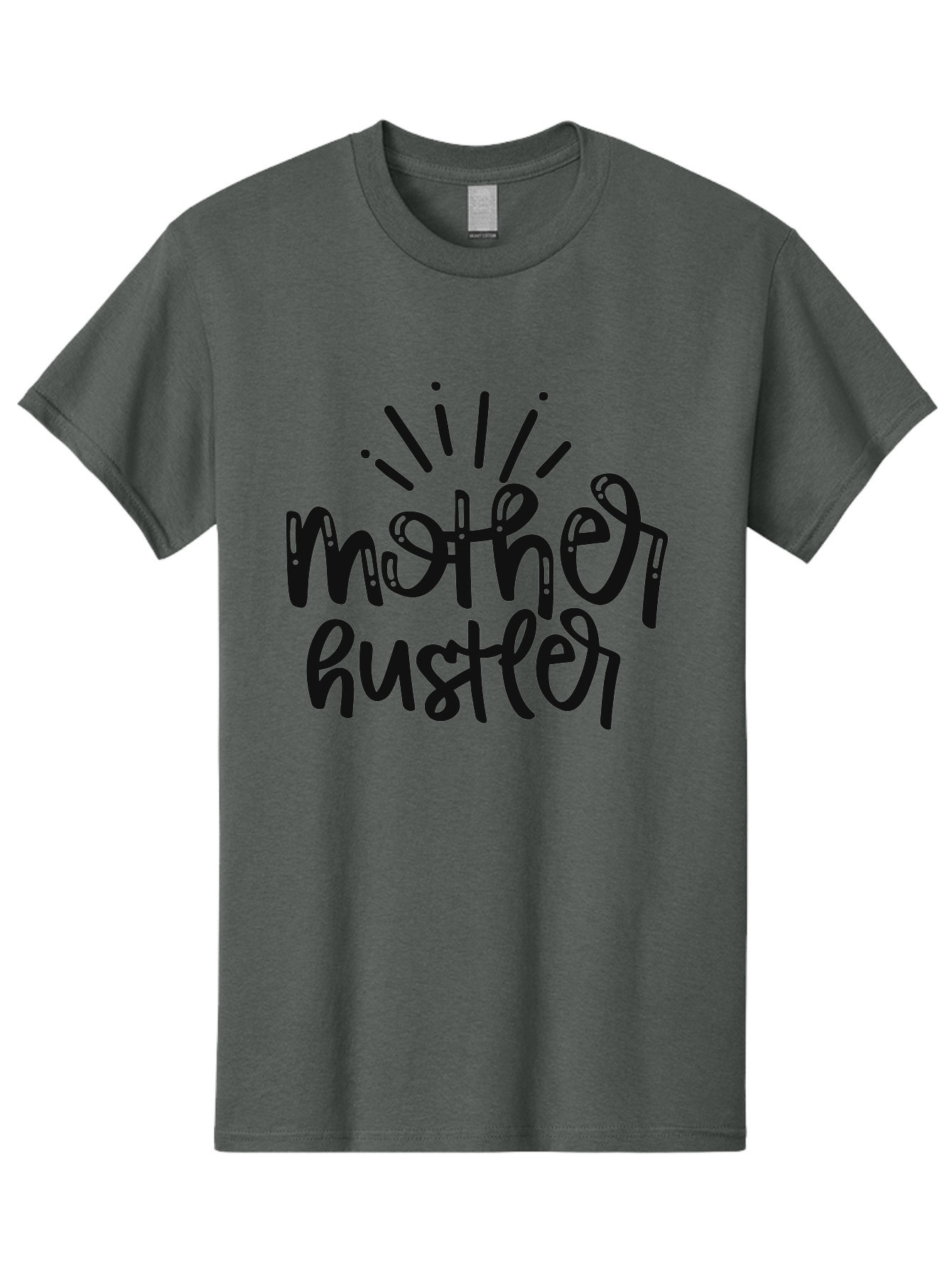 Mother-Hustler Men'S Graphic Tee, 100% Cotton, Comfortable Casual Summer Wear, Machine Washable, Empowering Quote, Motivational Phrase, Motherhood Inspiration, Hustler Mentality, Parenting Motivation, Black Lettering, Bold Text, Aad446 3