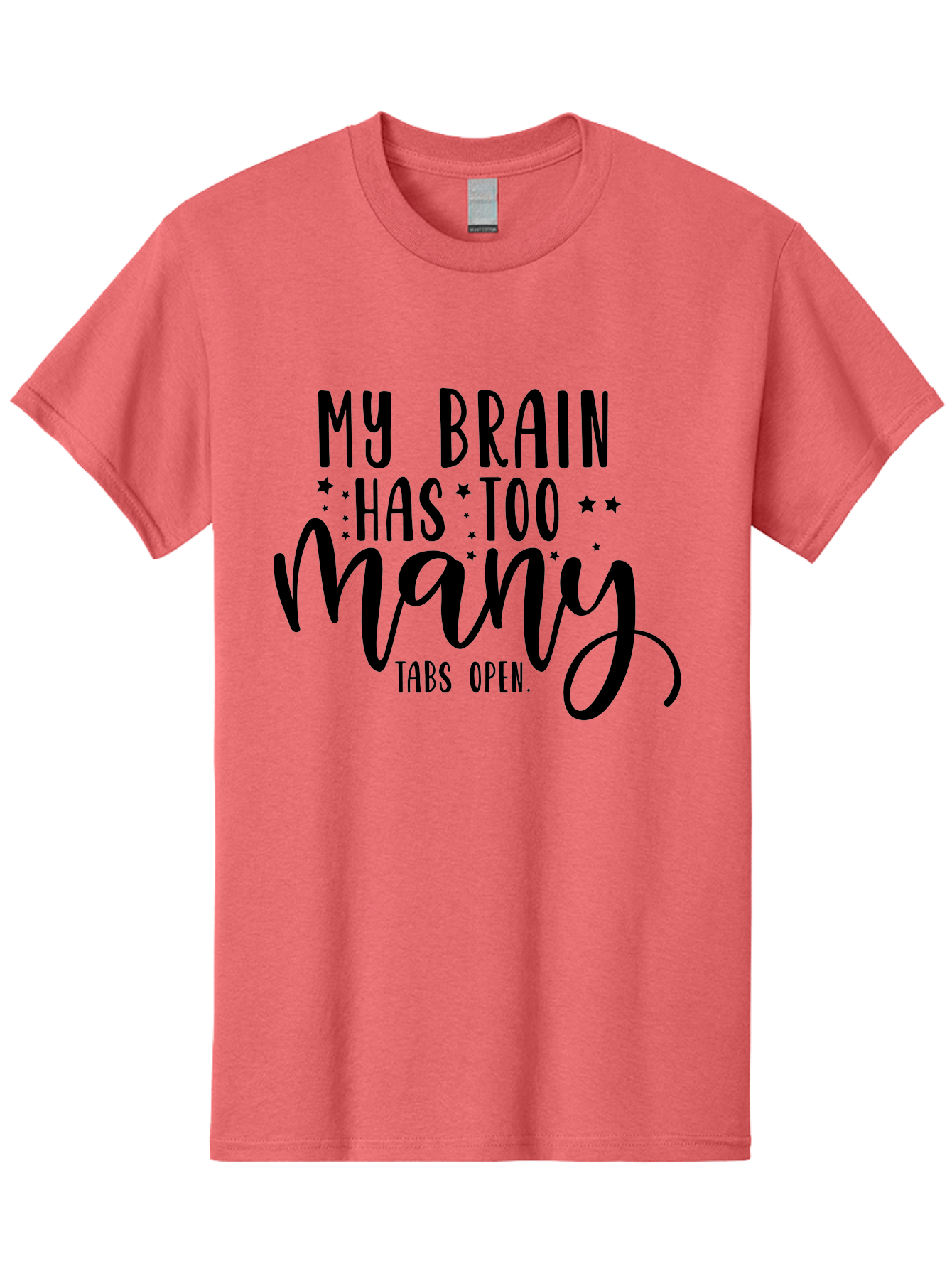 My-Brain-Has-Too-Many-Tabs-Open Men'S Graphic Tee, 100% Cotton, Comfortable Casual Summer Wear, Machine Washable, Funny Quote, Humorous Saying, Relatable Phrase, Brain Overload, Too Many Tabs Open, Mental Multitasking, Quirky Humor, Aad449 19