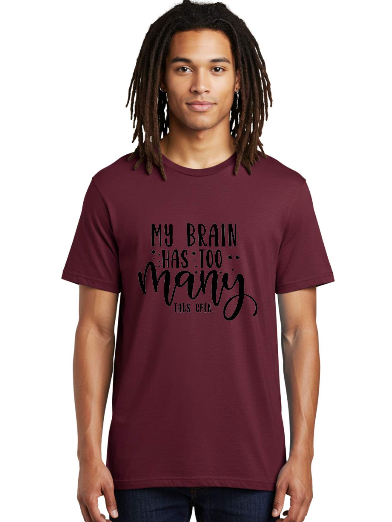 My-Brain-Has-Too-Many-Tabs-Open Men'S Graphic Tee, 100% Cotton, Comfortable Casual Summer Wear, Machine Washable, Funny Quote, Humorous Saying, Relatable Phrase, Brain Overload, Too Many Tabs Open, Mental Multitasking, Quirky Humor, Aad449 26