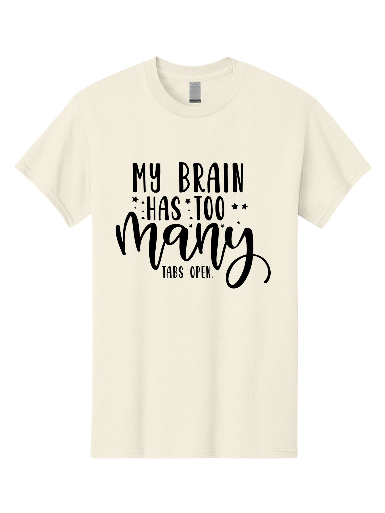 My-Brain-Has-Too-Many-Tabs-Open Men'S Graphic Tee, 100% Cotton, Comfortable Casual Summer Wear, Machine Washable, Funny Quote, Humorous Saying, Relatable Phrase, Brain Overload, Too Many Tabs Open, Mental Multitasking, Quirky Humor, Aad449 5