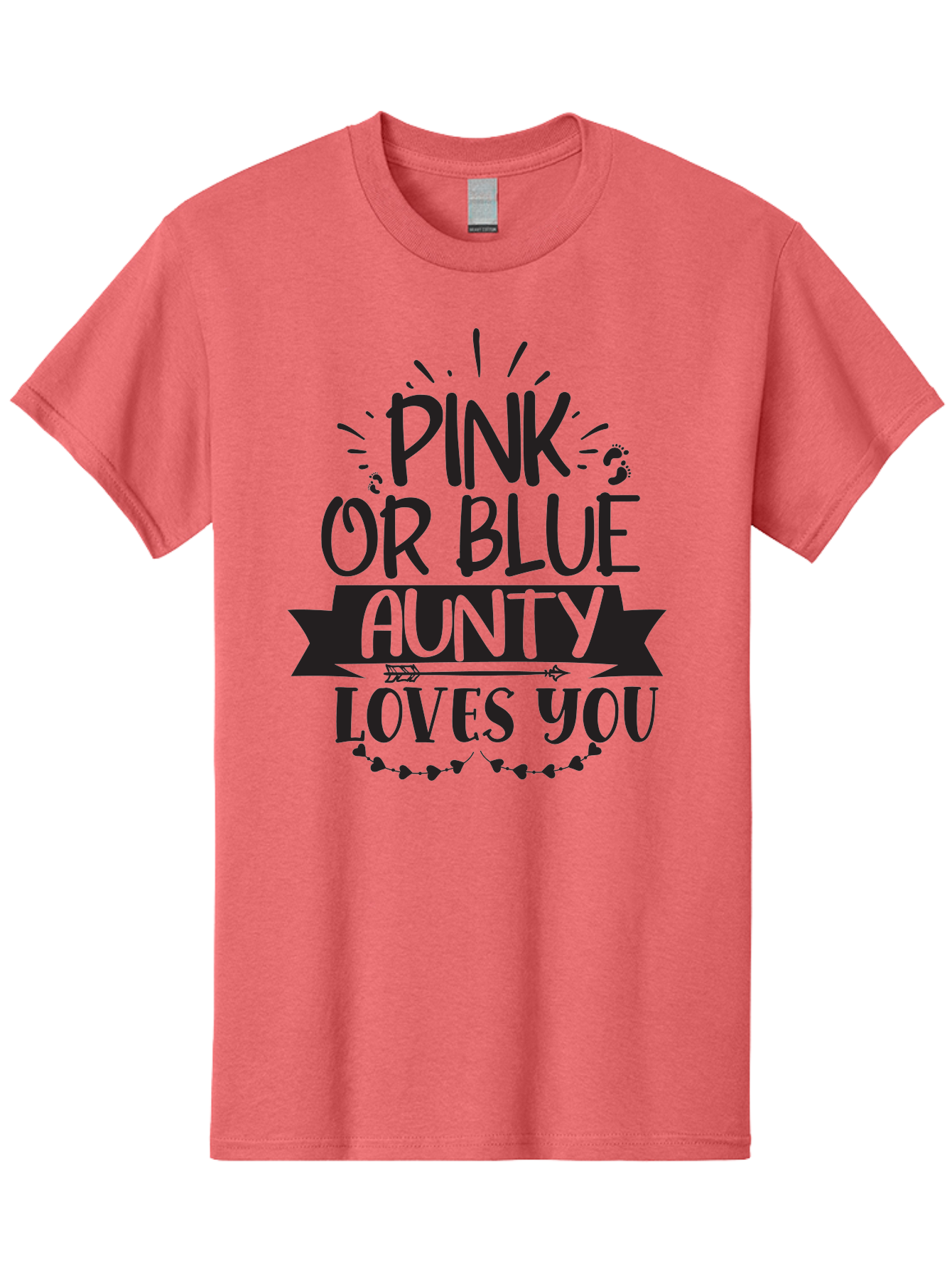 Pink-Or-Blue-Aunty-Loves-You Men'S Graphic Tee, 100% Cotton, Comfortable Casual Summer Wear, Machine Washable, Gender Reveal Message, Aunty Loves You, Pink Or Blue Theme, Baby Announcement, Cute Design, Fun Typography, Playful Decor, Aad455 21