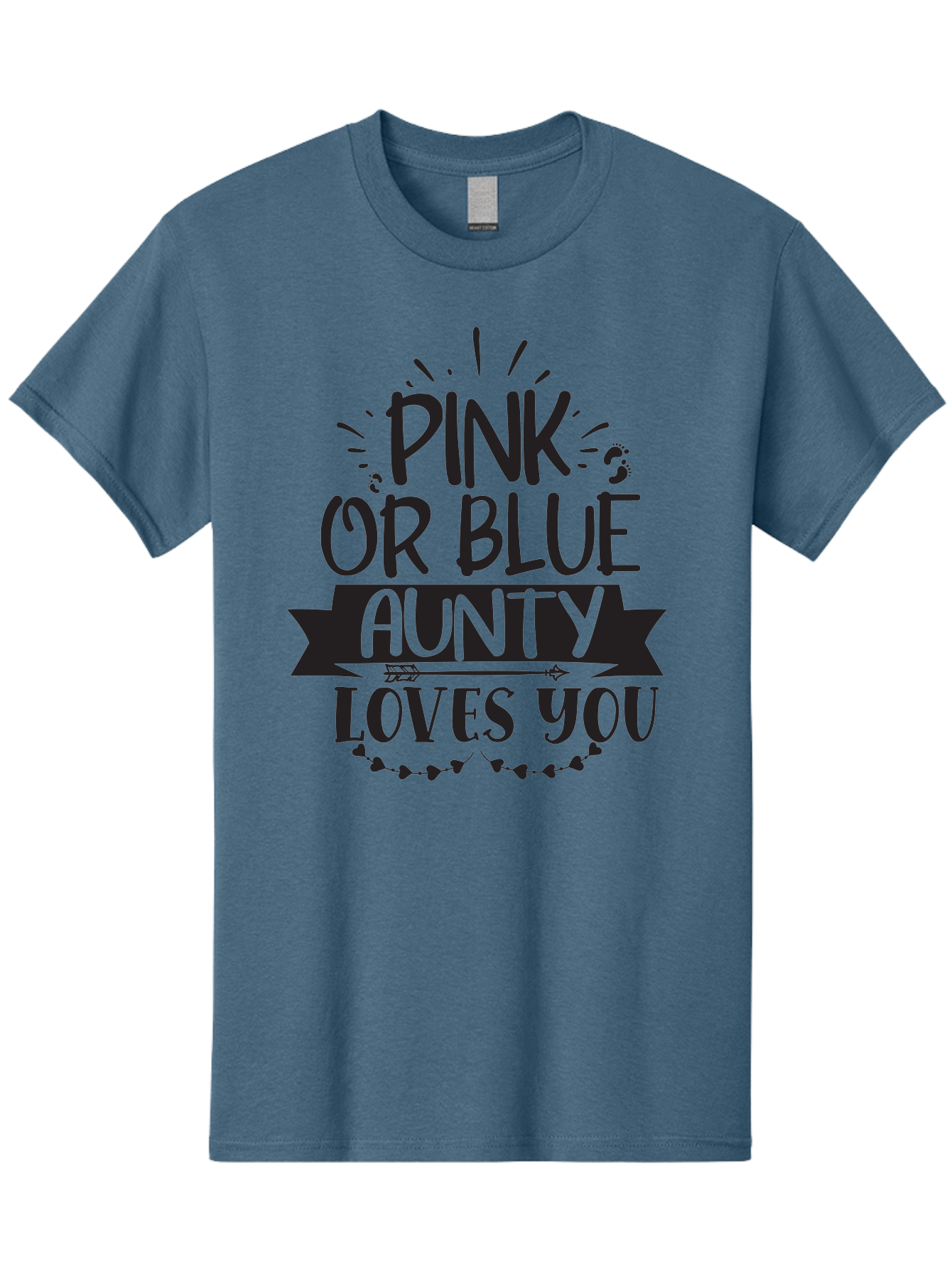 Pink-Or-Blue-Aunty-Loves-You Men'S Graphic Tee, 100% Cotton, Comfortable Casual Summer Wear, Machine Washable, Gender Reveal Message, Aunty Loves You, Pink Or Blue Theme, Baby Announcement, Cute Design, Fun Typography, Playful Decor, Aad455 25