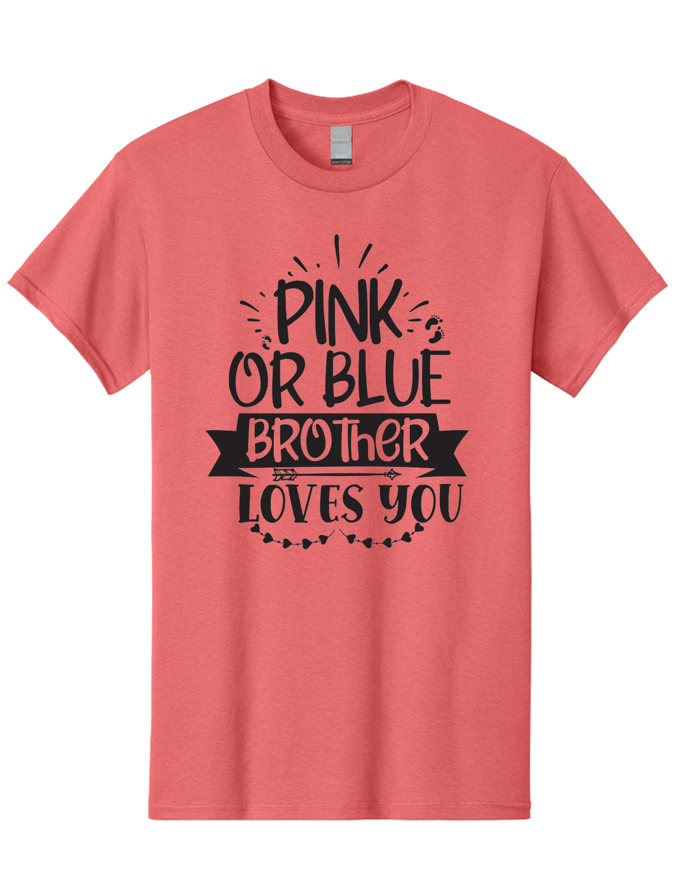 Pink-Or-Blue-Brother-Loves-You Men'S Graphic Tee, 100% Cotton, Comfortable Casual Summer Wear, Machine Washable, Baby Announcement, Pink Or Blue, Brother Loves You, Baby Reveal, Gender Reveal Party, New Baby, Sibling Love, Baby Shower, Aad456 25