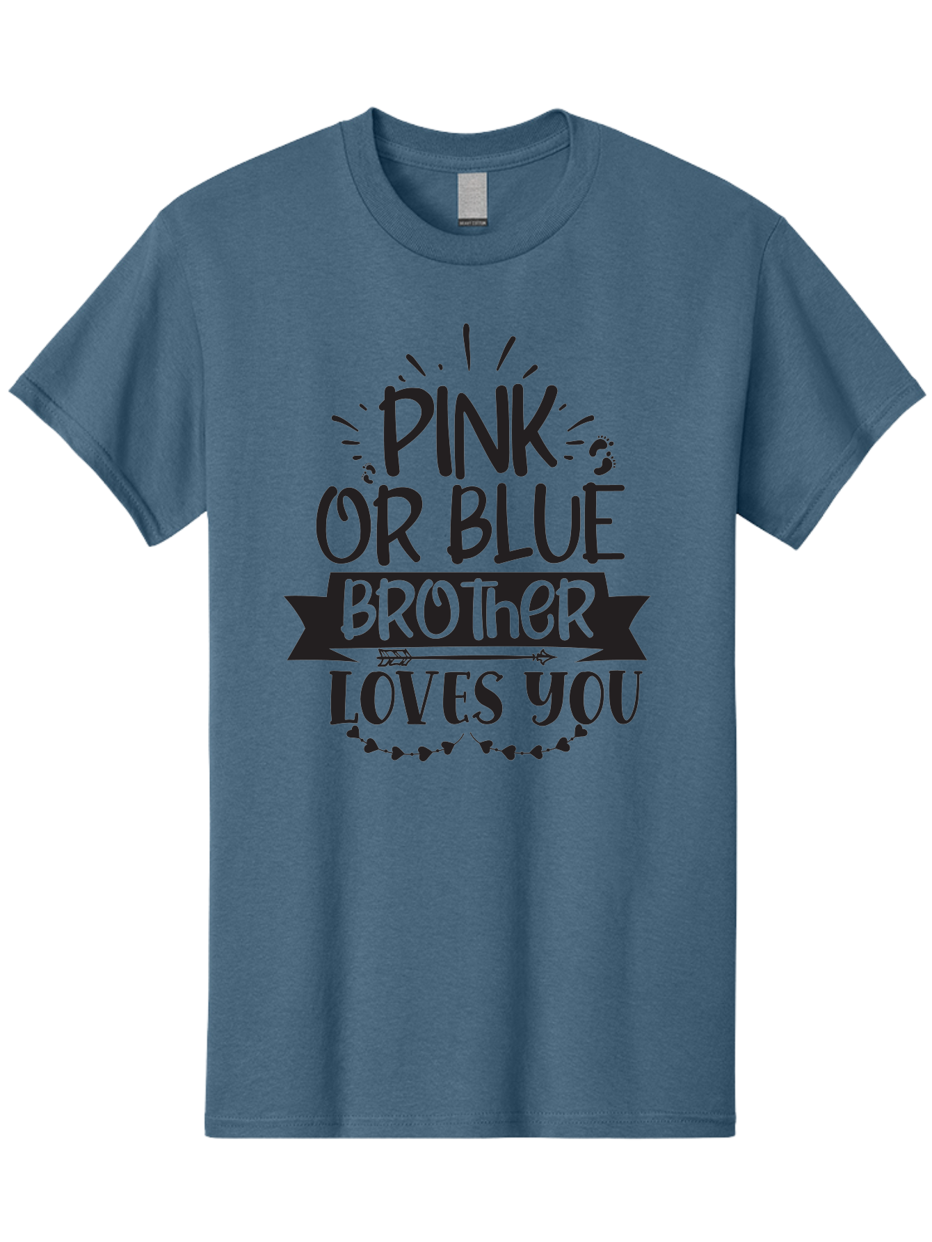 Pink-Or-Blue-Brother-Loves-You Men'S Graphic Tee, 100% Cotton, Comfortable Casual Summer Wear, Machine Washable, Baby Announcement, Pink Or Blue, Brother Loves You, Baby Reveal, Gender Reveal Party, New Baby, Sibling Love, Baby Shower, Aad456 9
