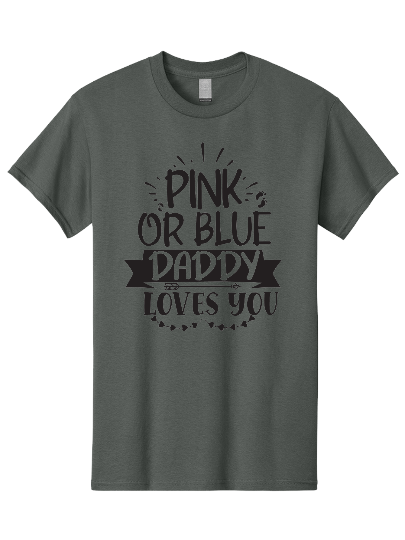 Pink-Or-Blue-Daddy-Loves-You Men'S Graphic Tee, 100% Cotton, Comfortable Casual Summer Wear, Machine Washable, Gender Reveal Announcement, Daddy Loves You, Pink Or Blue, Baby Shower Decoration, Pregnancy Reveal, Funny Quote, Cute Design, Aad457 21