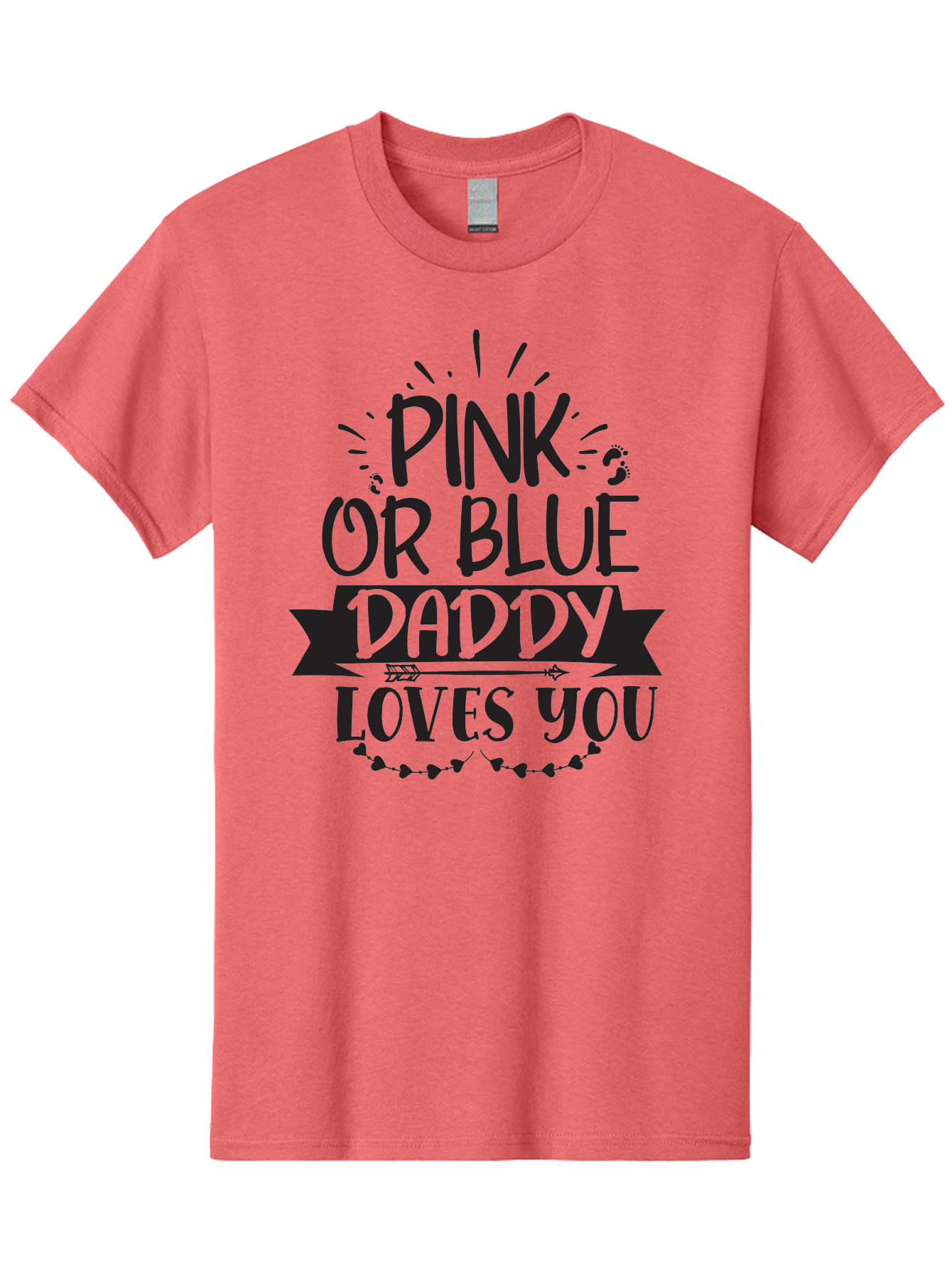 Pink-Or-Blue-Daddy-Loves-You Men'S Graphic Tee, 100% Cotton, Comfortable Casual Summer Wear, Machine Washable, Gender Reveal Announcement, Daddy Loves You, Pink Or Blue, Baby Shower Decoration, Pregnancy Reveal, Funny Quote, Cute Design, Aad457 19