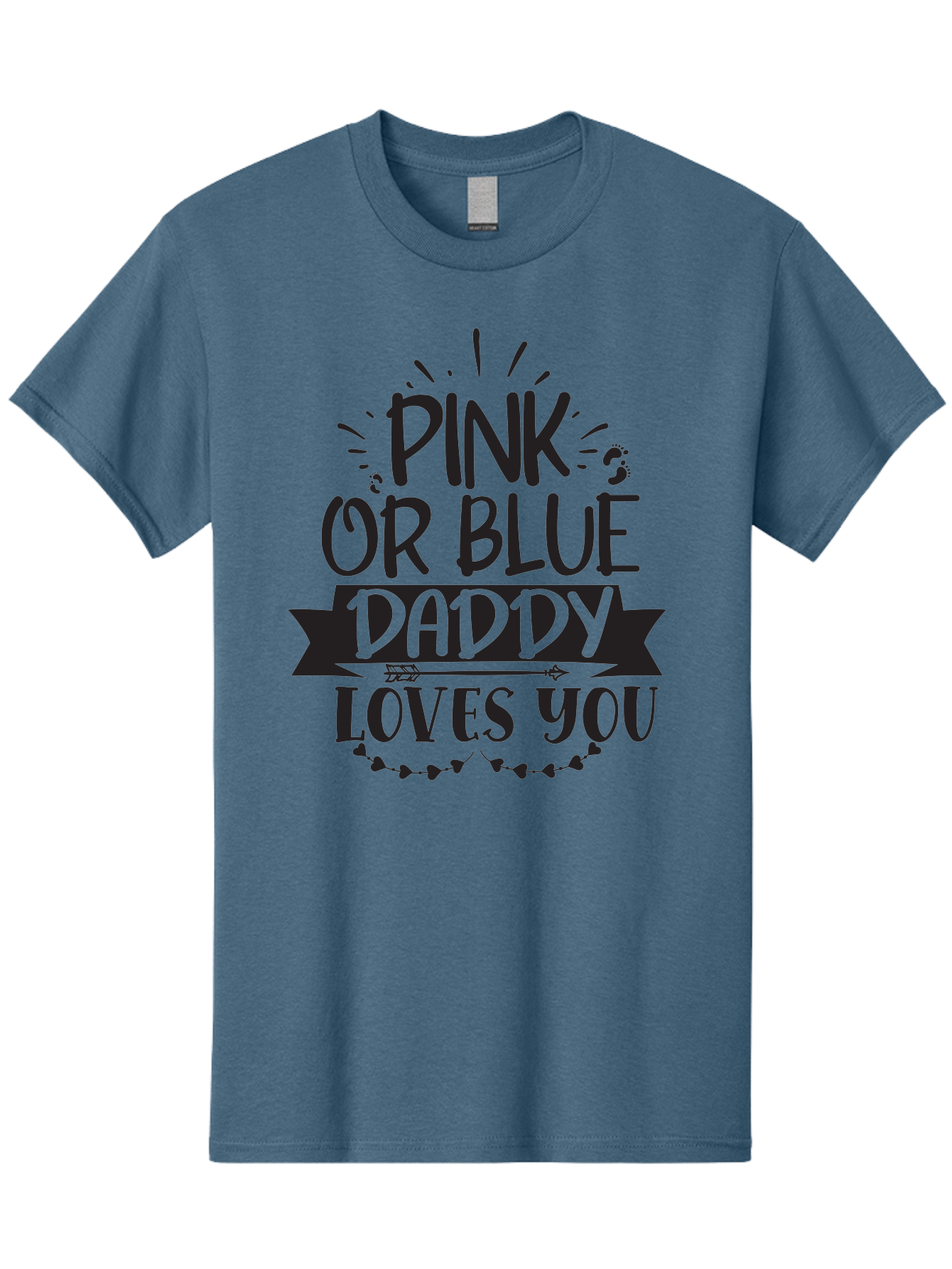 Pink-Or-Blue-Daddy-Loves-You Men'S Graphic Tee, 100% Cotton, Comfortable Casual Summer Wear, Machine Washable, Gender Reveal Announcement, Daddy Loves You, Pink Or Blue, Baby Shower Decoration, Pregnancy Reveal, Funny Quote, Cute Design, Aad457 17